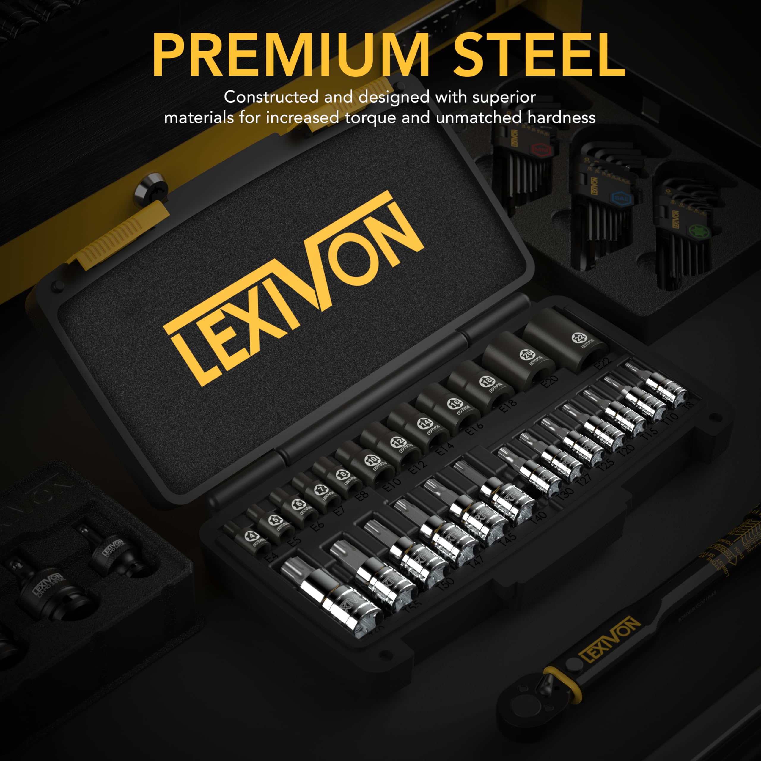 LEXIVON Master Torx Bit and Socket Set, Premium S2 Alloy