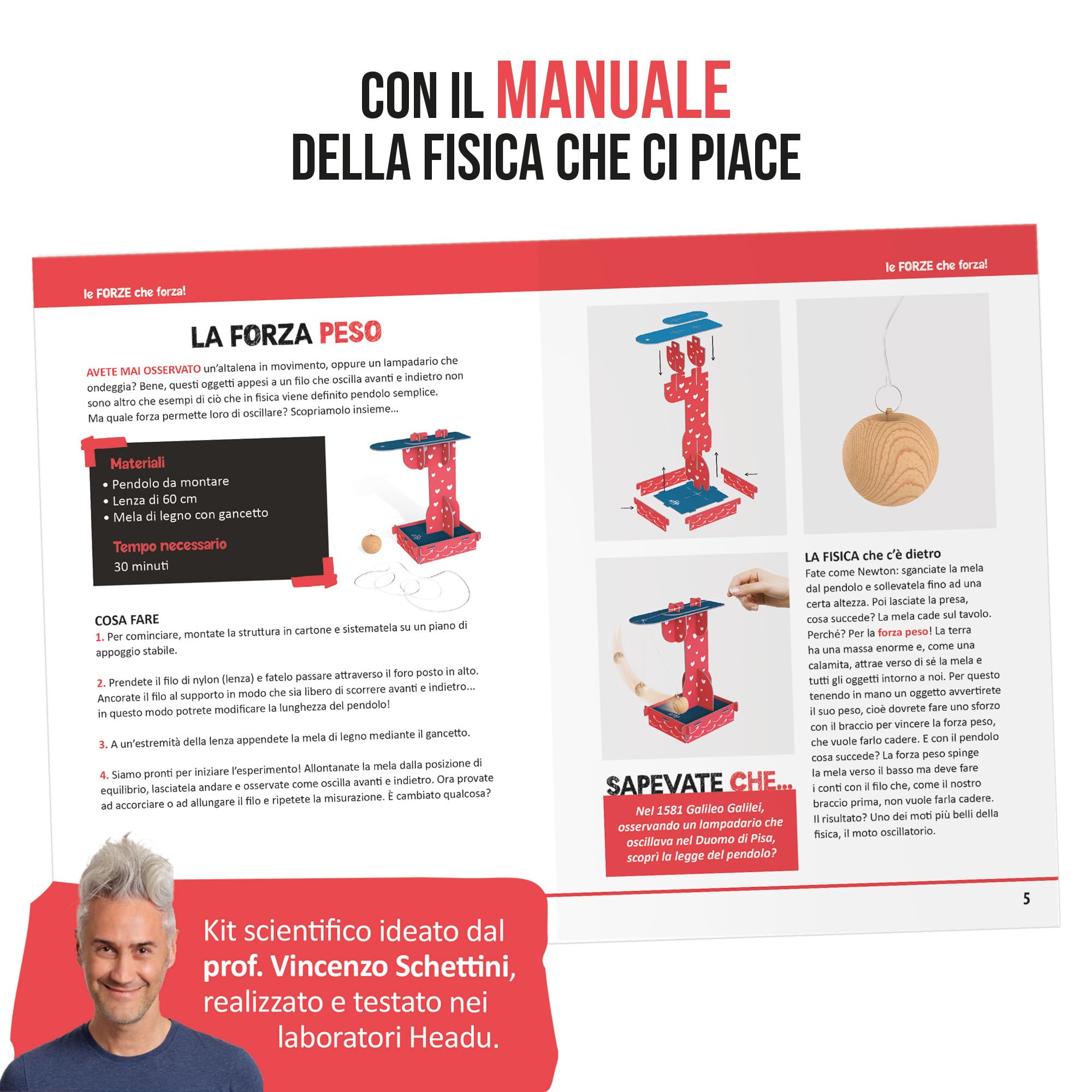 HEADU - LA FISICA CHE CI PIACE Che Forza le Forze L'esperimento che ci piace! IT57441 Gioco Educativo Per Bambini 8-12 Anni Made In Italy con Vincenzo Schettini