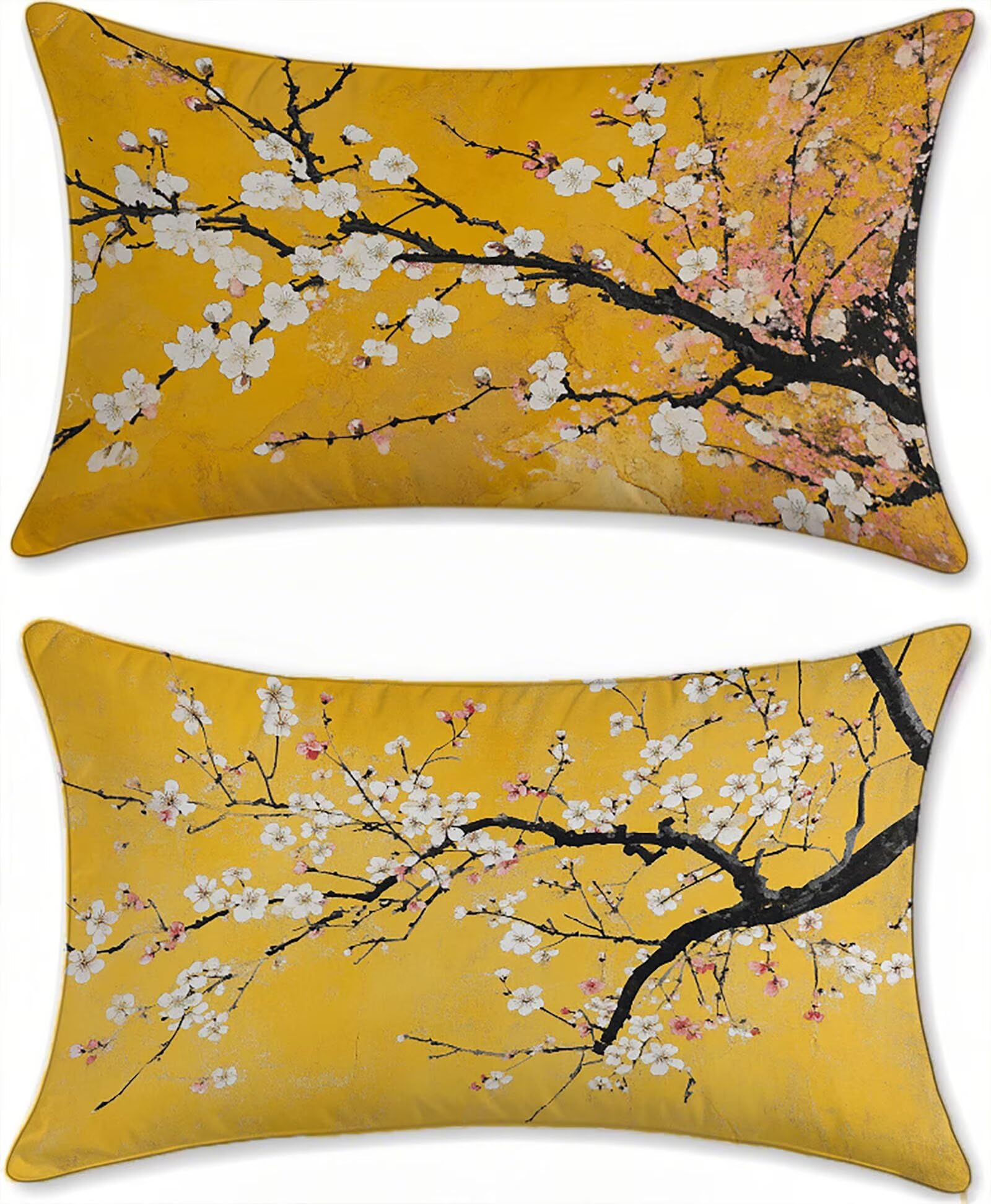 Housse coussin extérieur imperméable jaune haut de gamme 60x90cm aspect lin