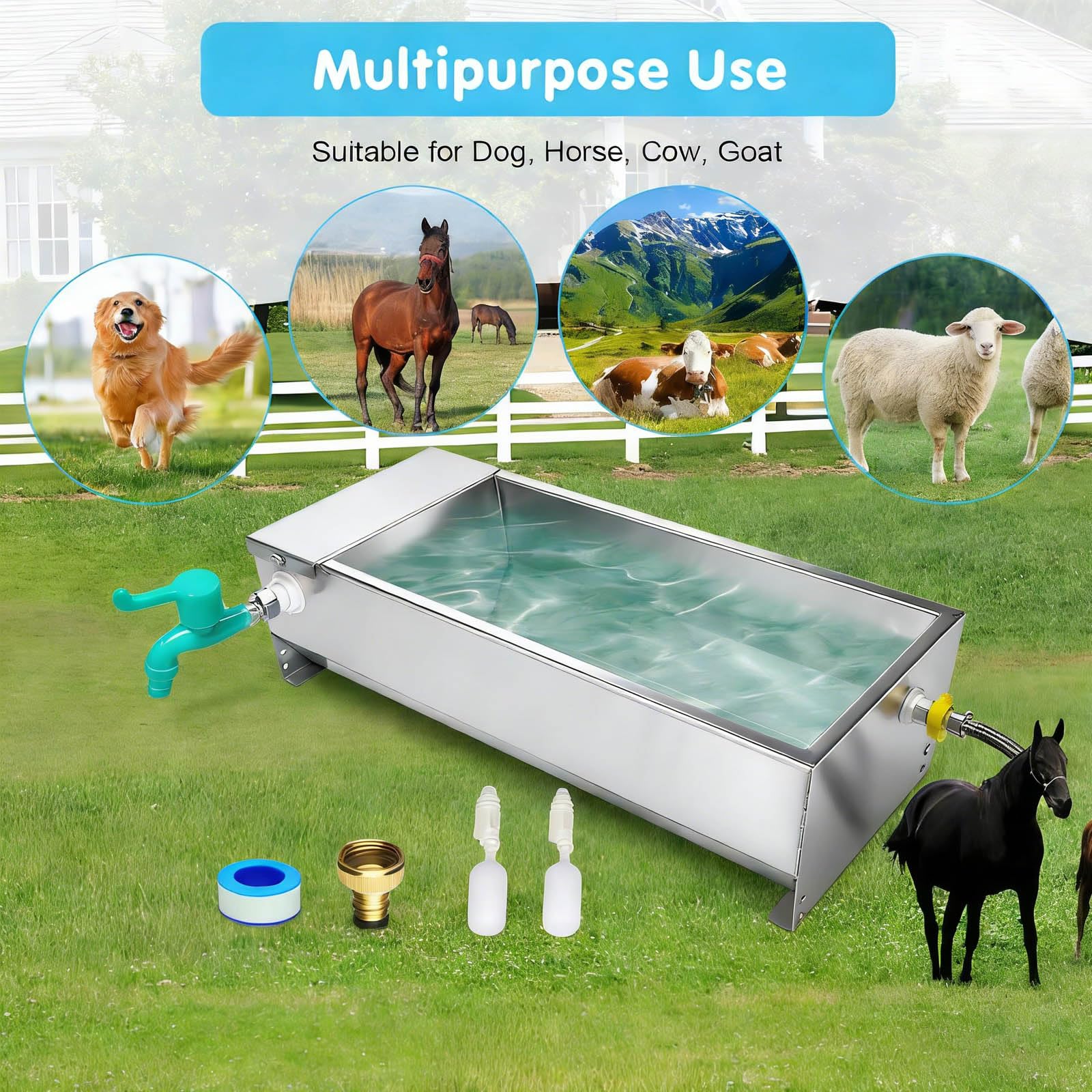 Bebedero de Ganado de Acero Inoxidable,Bebedero AutomáTico para Ganado,Bebedero AutomáTico con VáLvula De Flotador,Adecuado para AlimentacióN y Agua Potable para Aves y Ganado
