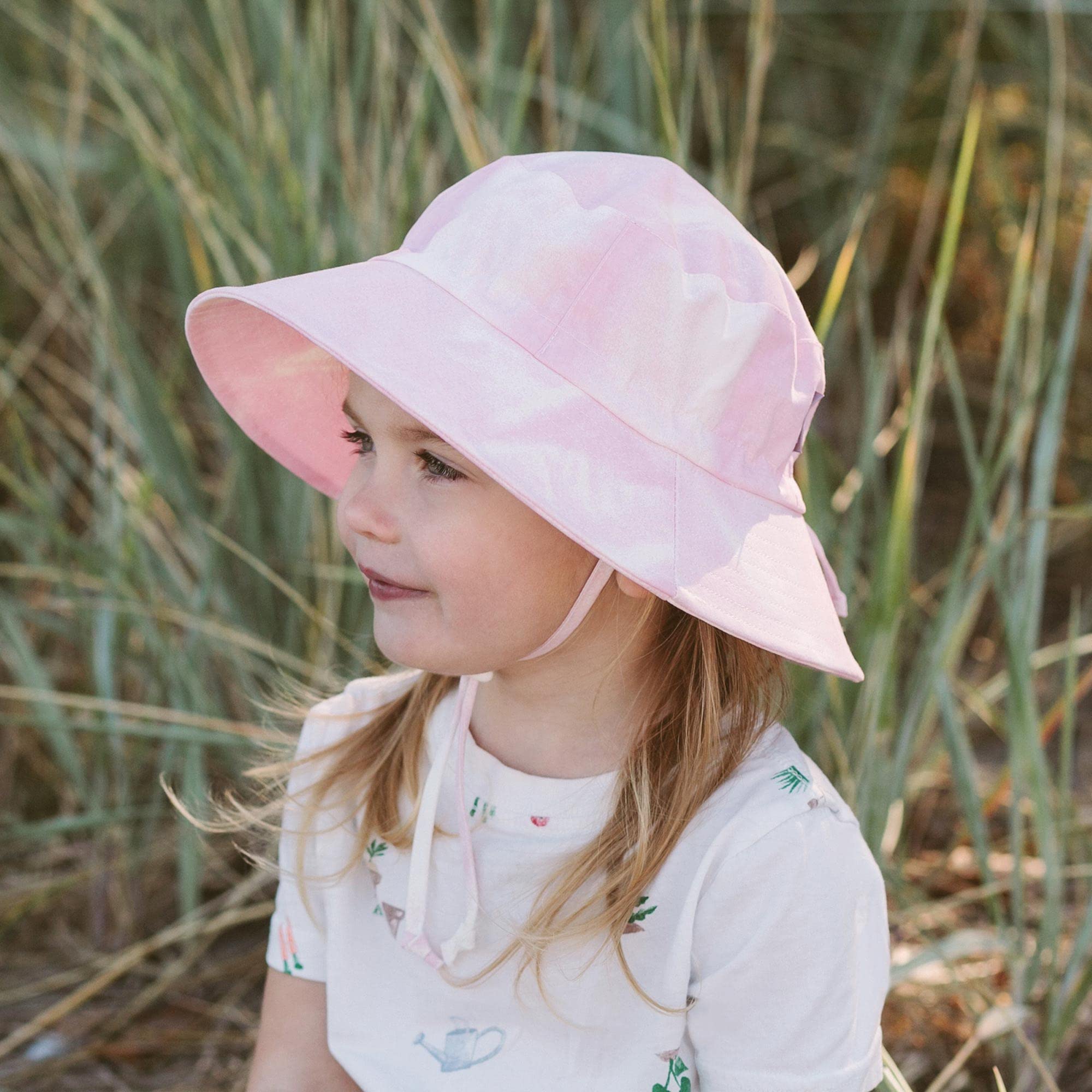 JAN & JUL Adjustable Baby Girl Bucket Hat, 50+ UPF, 100% Cotton (S: 0-6 Months, Pink Tie-Dye)