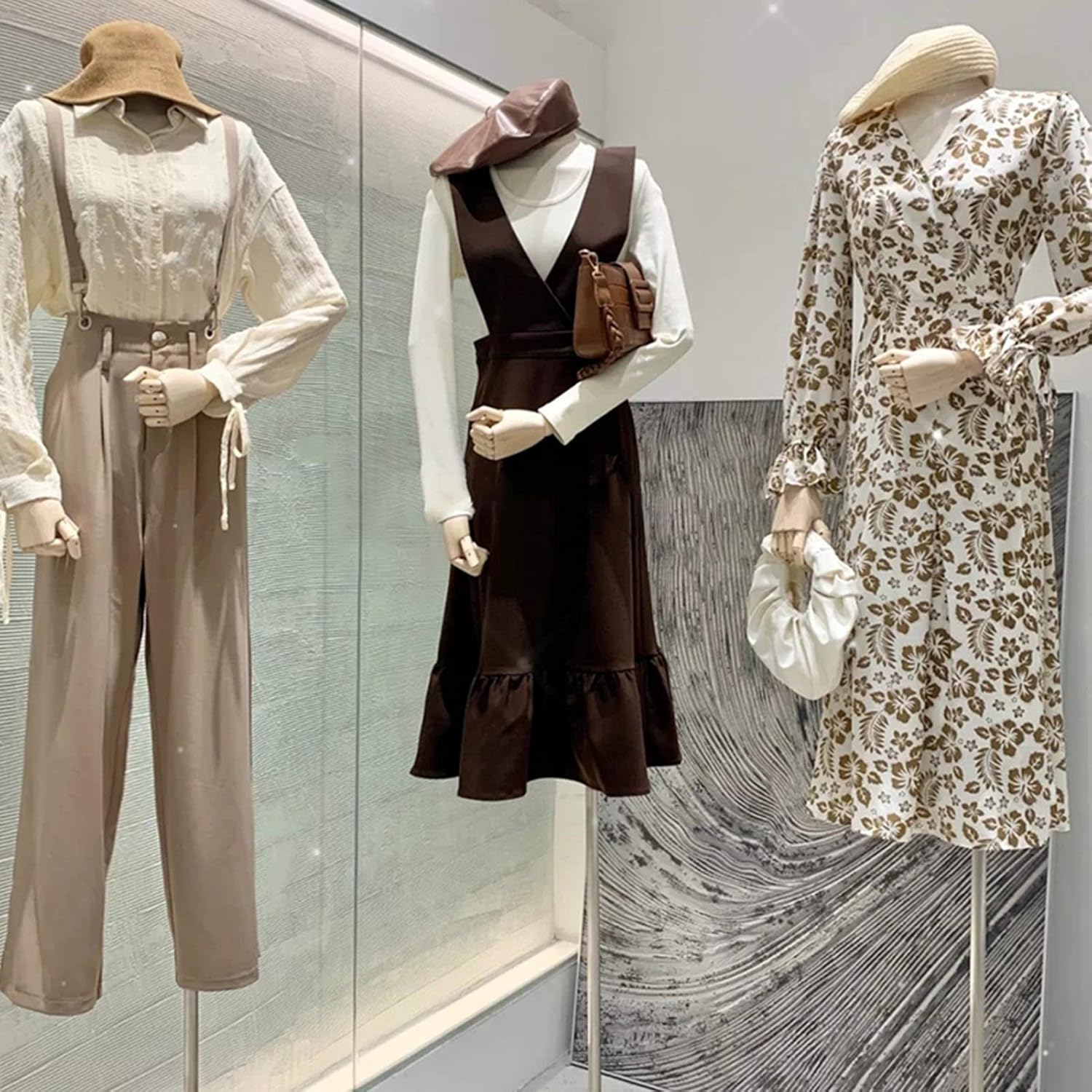 Mannequin, Half Body Female Dress Form Display Clothing Detachable Wooden Arm, Adjustable Dressmaker Dummy with Metal Stand ，Silver-Medium Size
