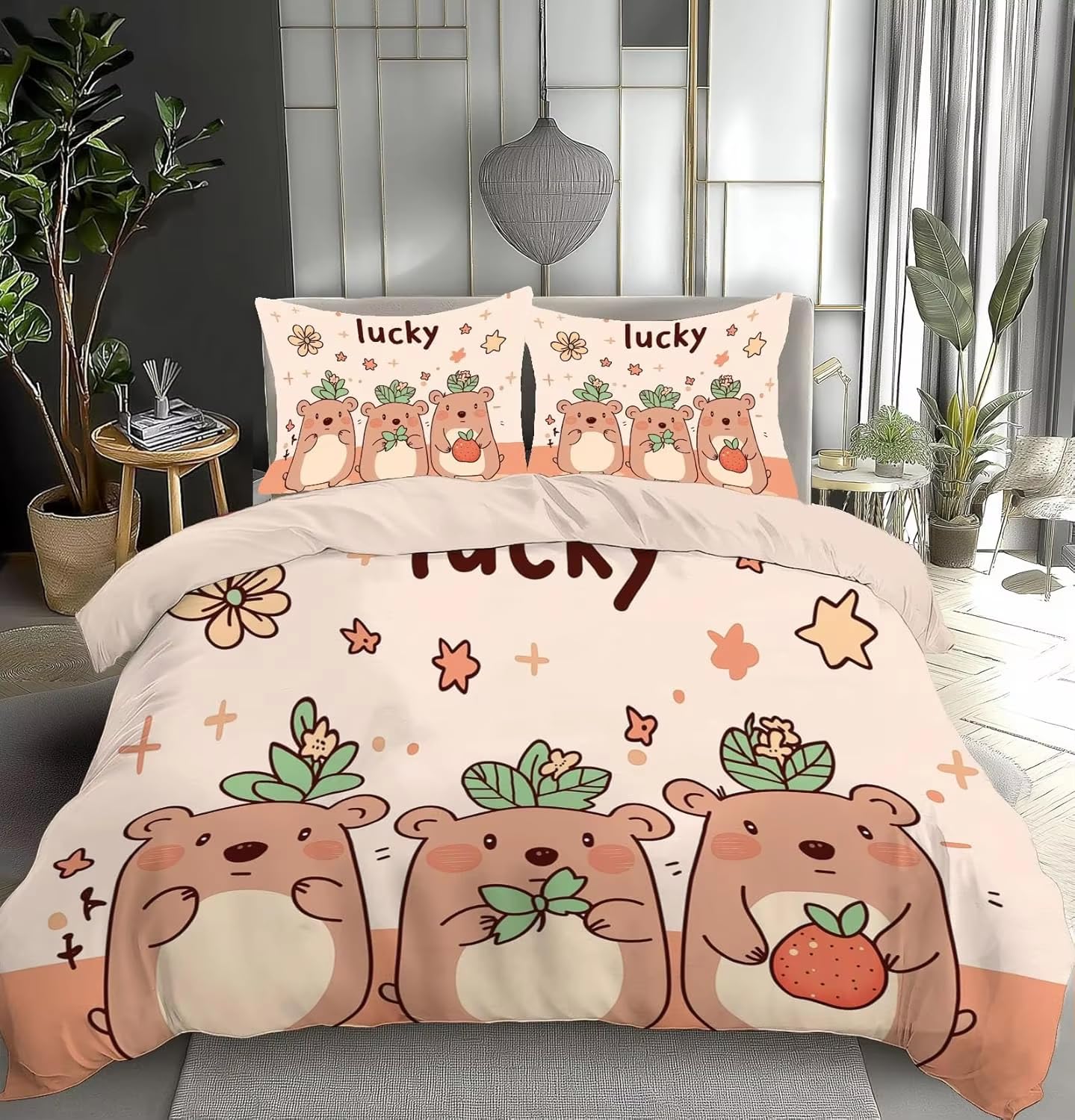 Parure de lit 220x240 capybara avec housse de couette 2 personnes en microfibre respirante