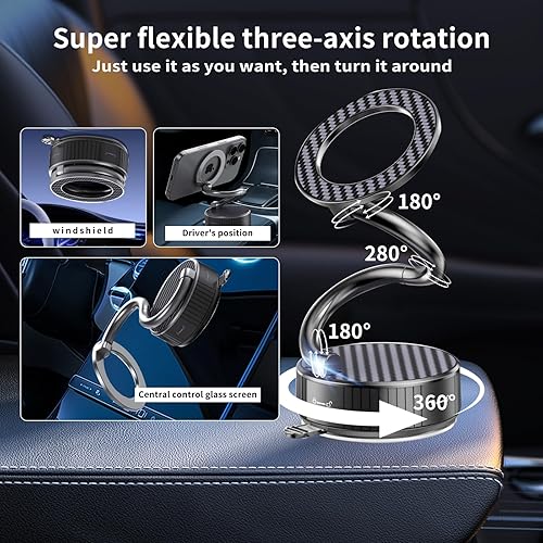 Miniatura 2 de Soporte de teléfono para automóvil, soporte magnético de vacío ajustable de 360 para automóvil, soporte de teléfono plegable con ventosa, soporte de