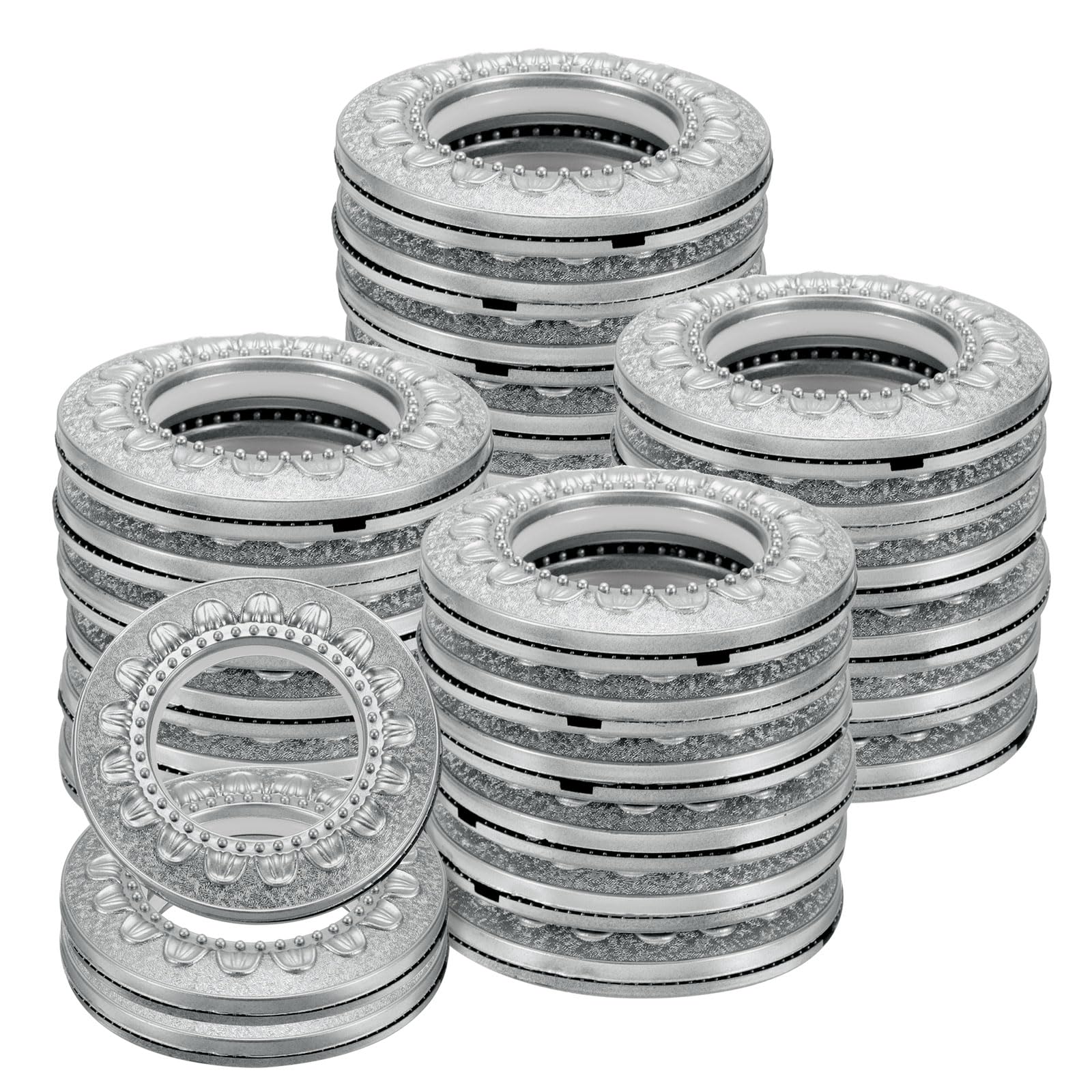 Œillets de rideaux coulissants 42 mm sable argenté pour tringle de maison, lot de 32 pièces