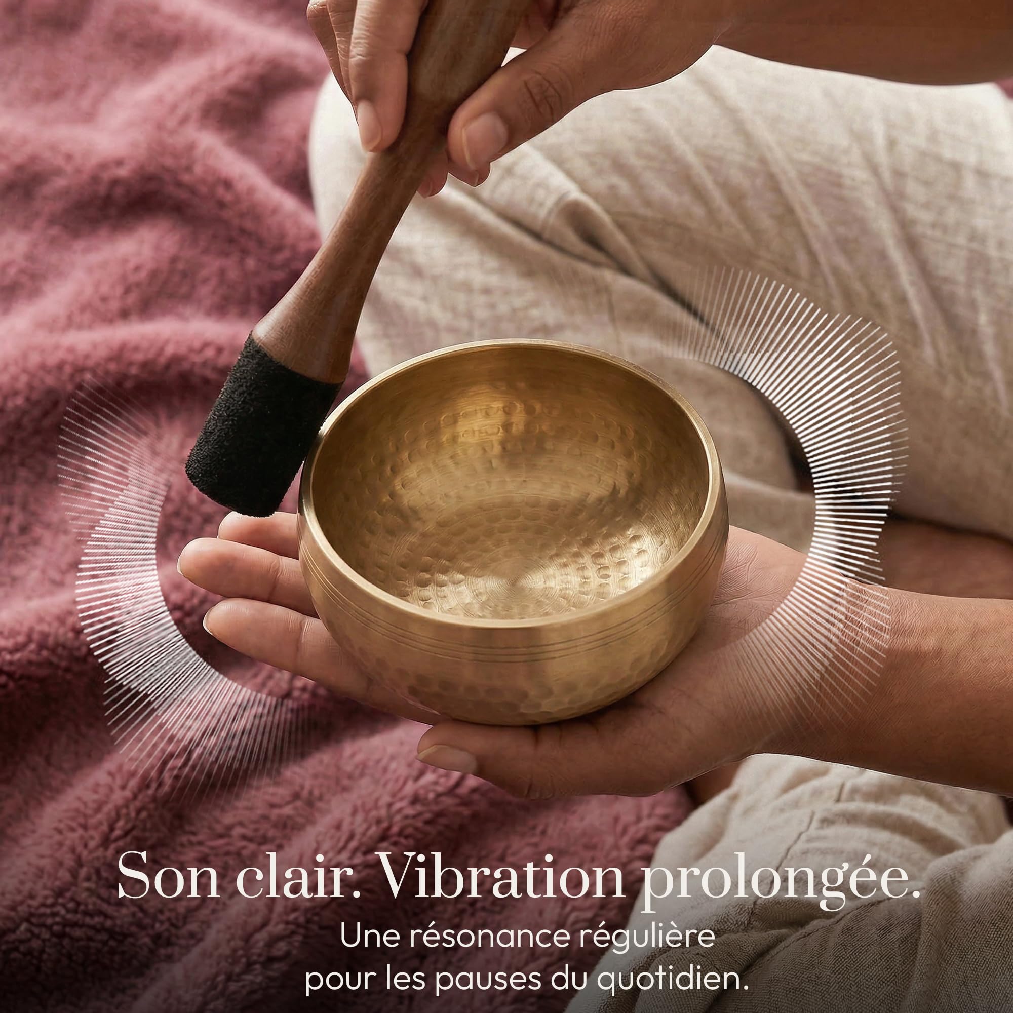 Bol Chantant Tibétain Silent Mind – Anti-stress Authentique, Facile à Utiliser, Sonorité Apaisante, Fabriqué à la Main dans l’Himalaya, Parfait comme Idée Cadeau pour la Sophrologie et la Méditation