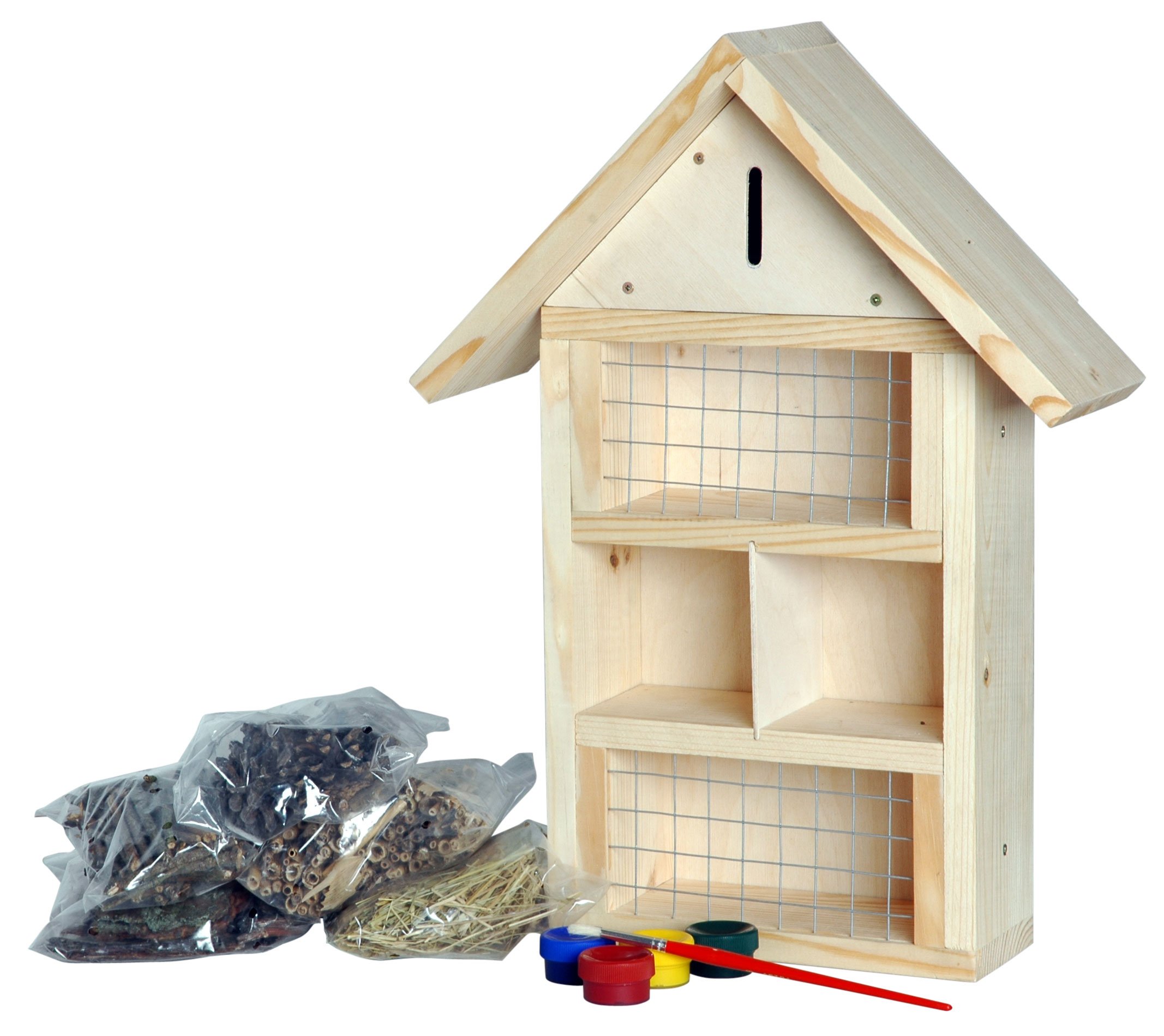 dobar 22608 FSC Insectos Hotel para Pintar, Abeja casa Montar, Juego de Manualidades con Pincel y Colores, 34 x 12 x 45 cm, Multicolor