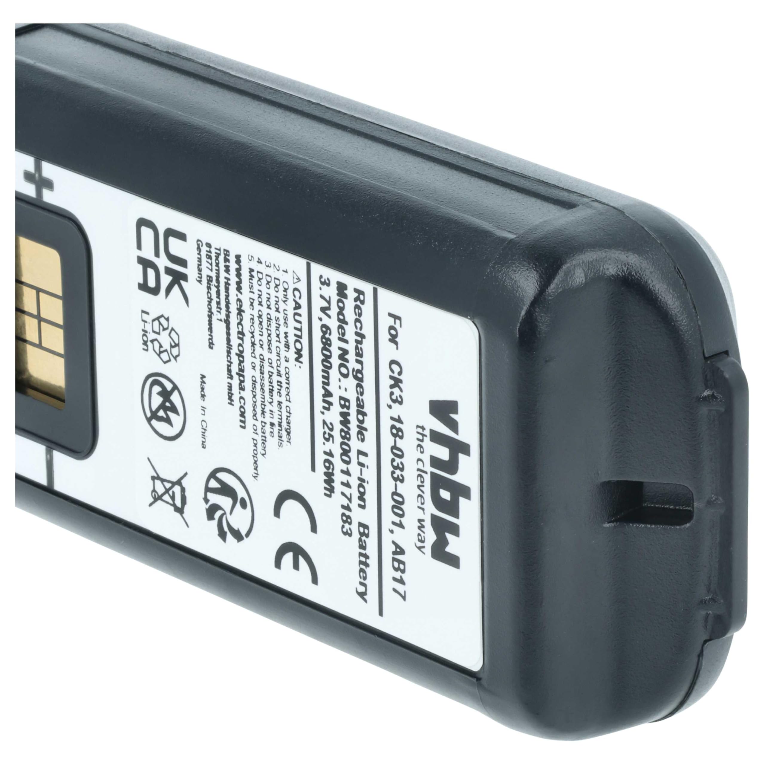 vhbw 2X Akku kompatibel mit Intermec EDA61K | CK3XA, CK3X, CK3RA Barcodescanner POS (6800 mAh, 3,7 V, Li-Ion)