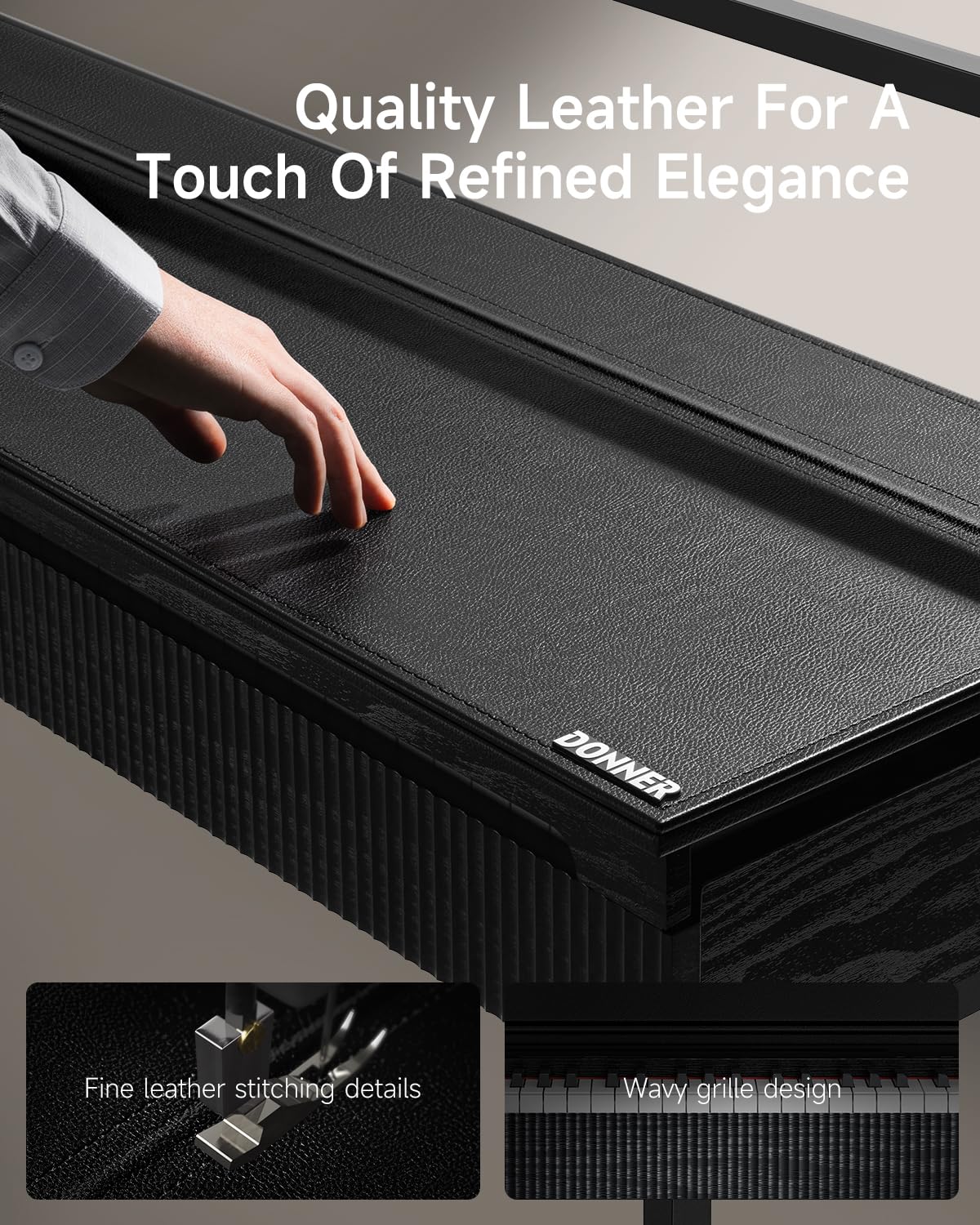 Donner OURA S300 Digitalpiano mit 88-Tasten schwergewichtetem Keyboard für Fortgeschrittene, Elektropiano mit Graded Hammer Tastenfeld, Bluetooth, 2 * 15W, Halbpedal, 256-Polyphonie, Schwarz