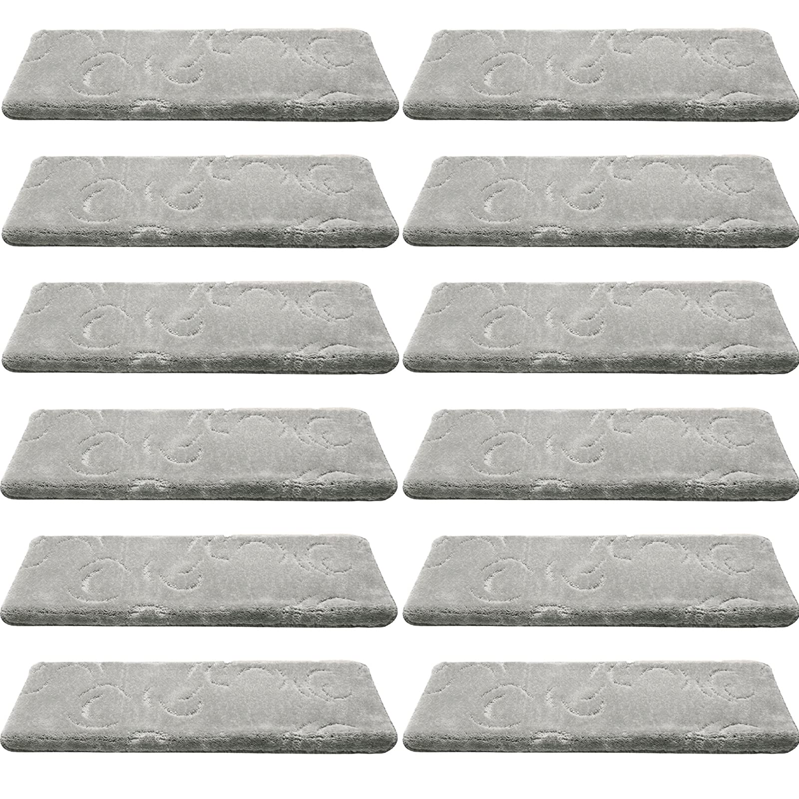 LXZSP Thick Plush Stair Treads Carpet For Wooden Steps,Rectangle Step Covers Rug Non Skid Self-Adhesive Runner Mat For Elders And Pets,Grey（12pc）-80x24cm
