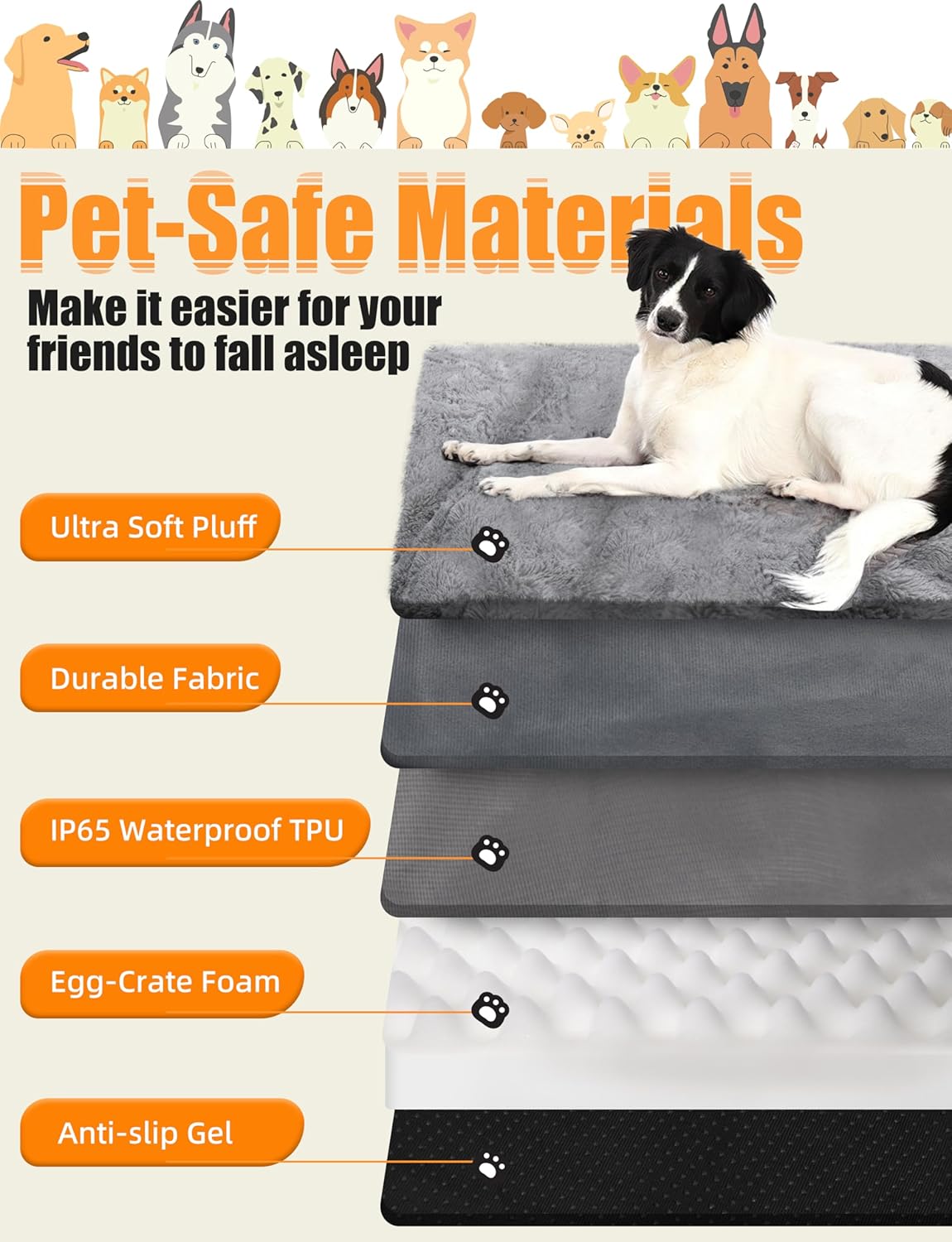 review Chew Proof Dog Bed for Large Dogs, Waterproof - Washable - Nonskid Bottom for Comfortable Sleep, XL