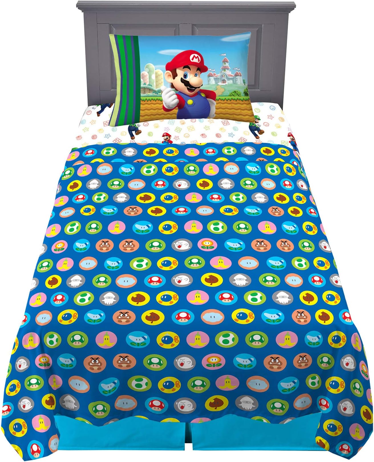 Super Mario Around The World 3Piece Twin Sheet Set Home