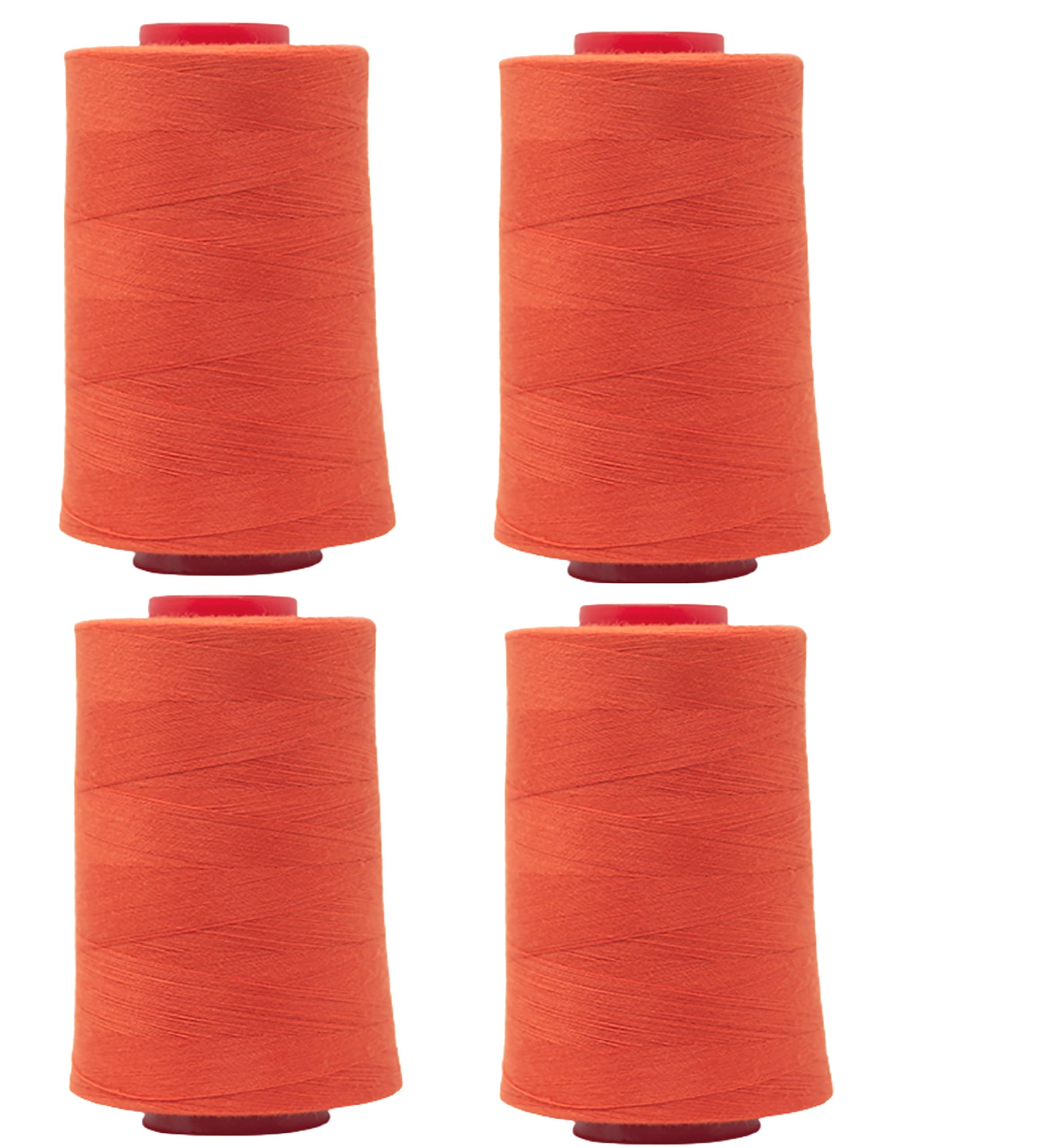 OVERLOCKING Thread - Polyester - Sewing Thread - 4 x 5000 Meters (5468 Yard) Cones - (Fluorescent Orange)