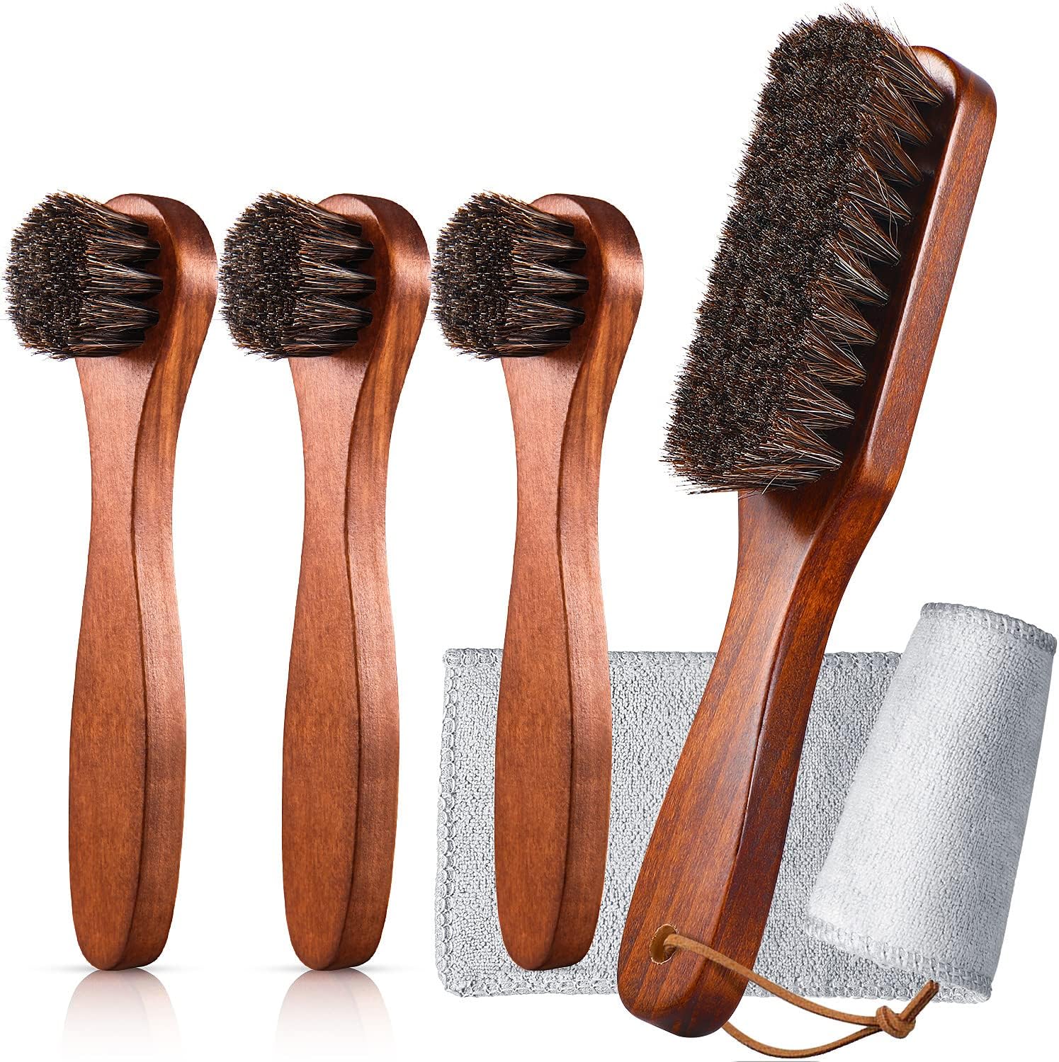 YoungJoy 3 Pieces Horsehair Shoe Polishing Dauber Kit Shine Brush Shoe Care Applicators