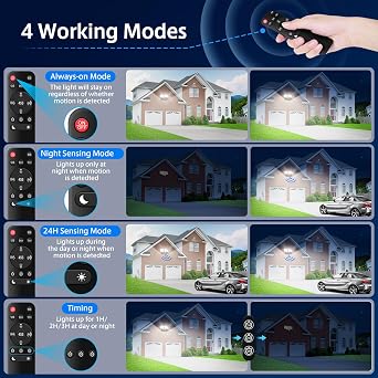 MEIHUA 42W Security Lights Outdoor Motion Sensor 3600LM with Remote Control | PIR Security Light, IP66 6500K Motion Sensor Lights Outdoor with 3 Adjustable Heads for Garden, Yard, Patio, Porch, Garage [Energy Class F]