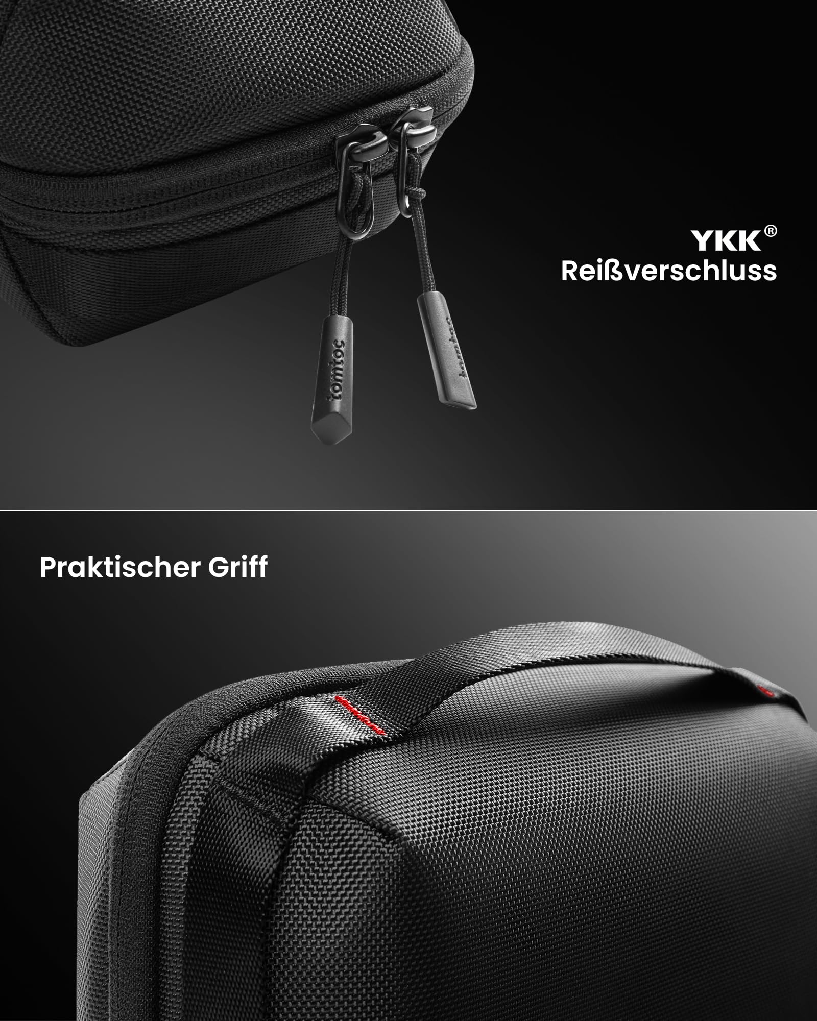 tomtoc Kabeltasche Zubehörtasche, Elektronik Zubehör Kabel Organizer Tasche Tech Pouch, Reise Cable Bag für Ladekabel, Festplatte, MacBook Adapter, Ladegerät, PowerBank, SD Karten, Schwarz
