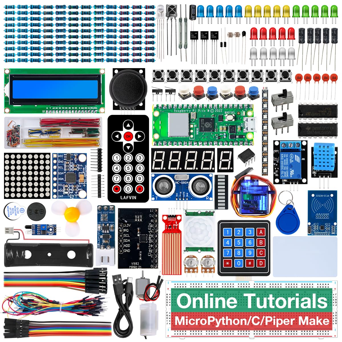 LAFVIN Ultimate Starter Kit for Raspberry Pi Pico W, Projects with LCD1602, Buzzer with Tutorail