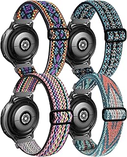 20mm Stretchy Band Compatible with Samsung Galaxy Watch 5/4/6 40mm 44mm/Watch 5 Pro 45mm/Watch 4 Classic 42mm 46mm/Watch 3 41mm/Galaxy Watch 42mm/Active 40mm/Active 2 40 44mm, Nylon Strap for Men Women