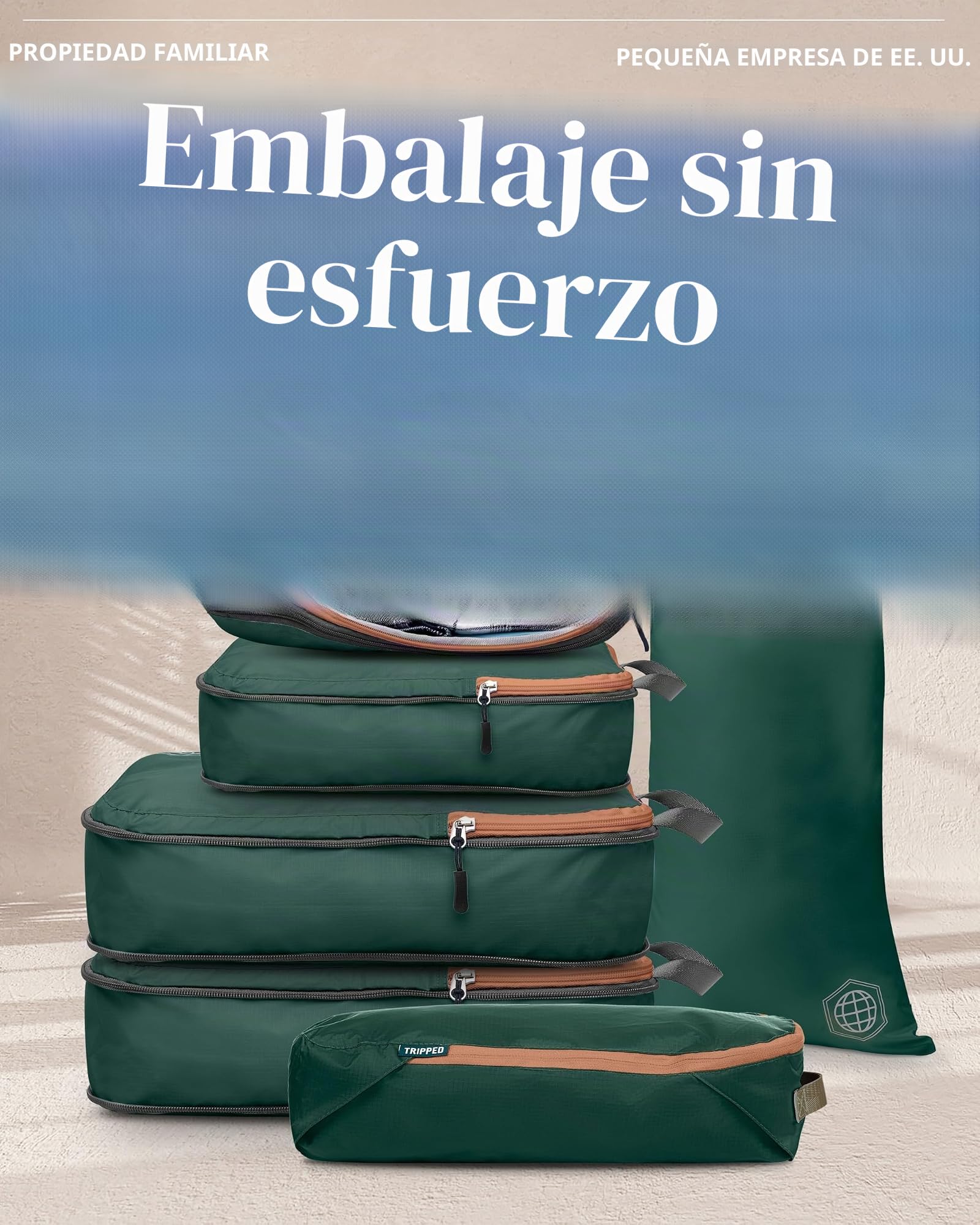TRIPPED Travel Gear - Juego de bolsas de compresión para viaje, en forma de cubo, ligeras y duraderas, para maletas, 6 Piece, Classic