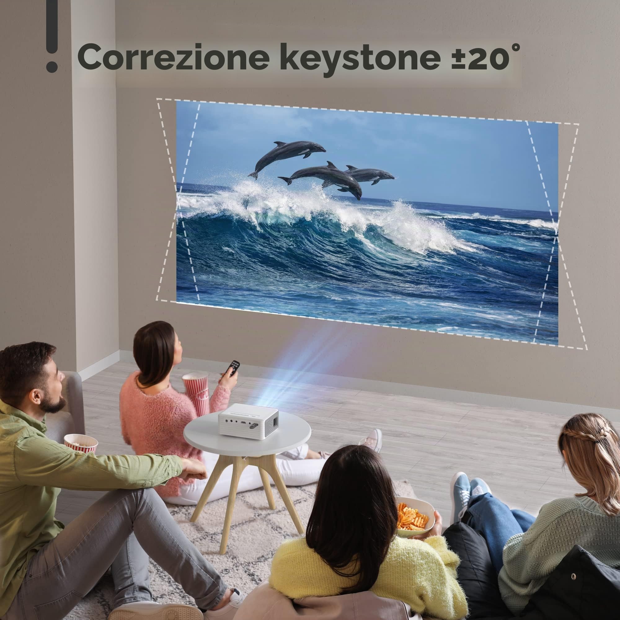 Projecteur, AKIYO Video Proiettore Supporto Full HD 1080P, Home Theater Movie, per Phone/TV Stick/HDMI/USB