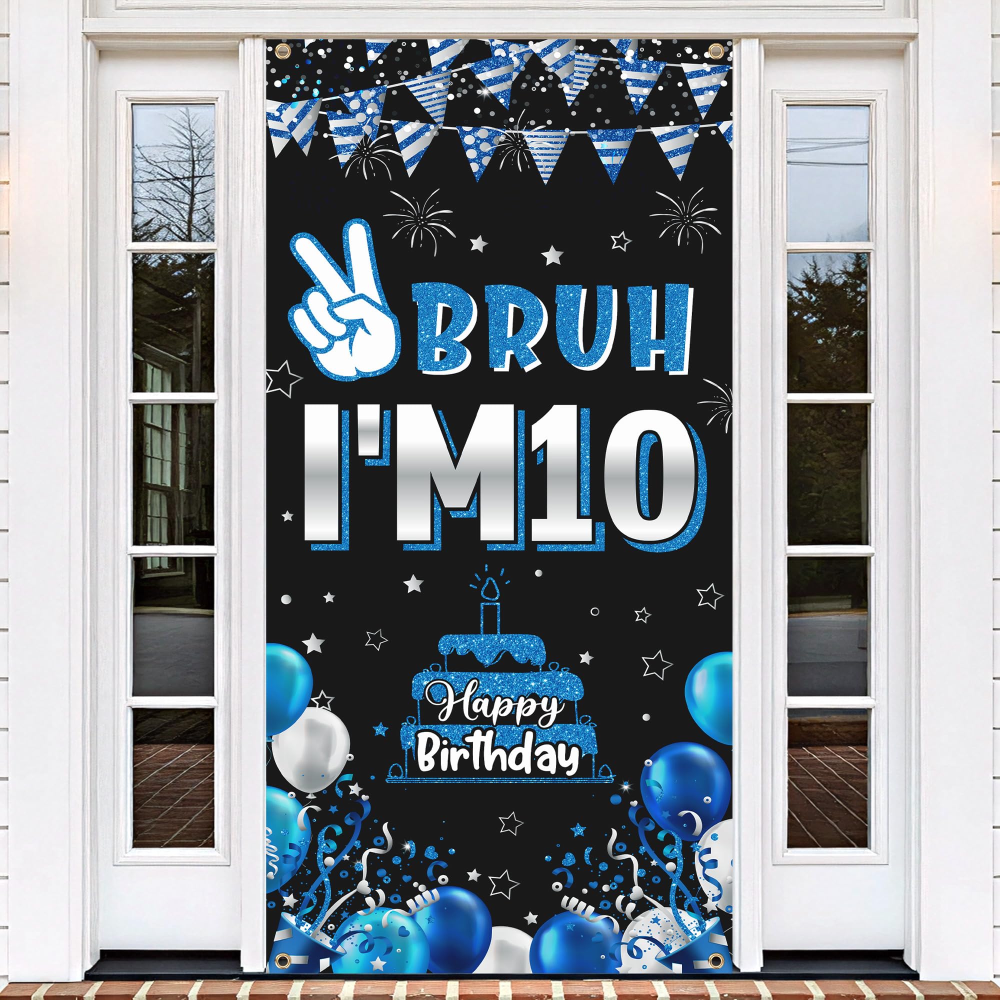 Bruh I'm 10 Door Banner 10th Birthday Decoration for Boys 150x70cm