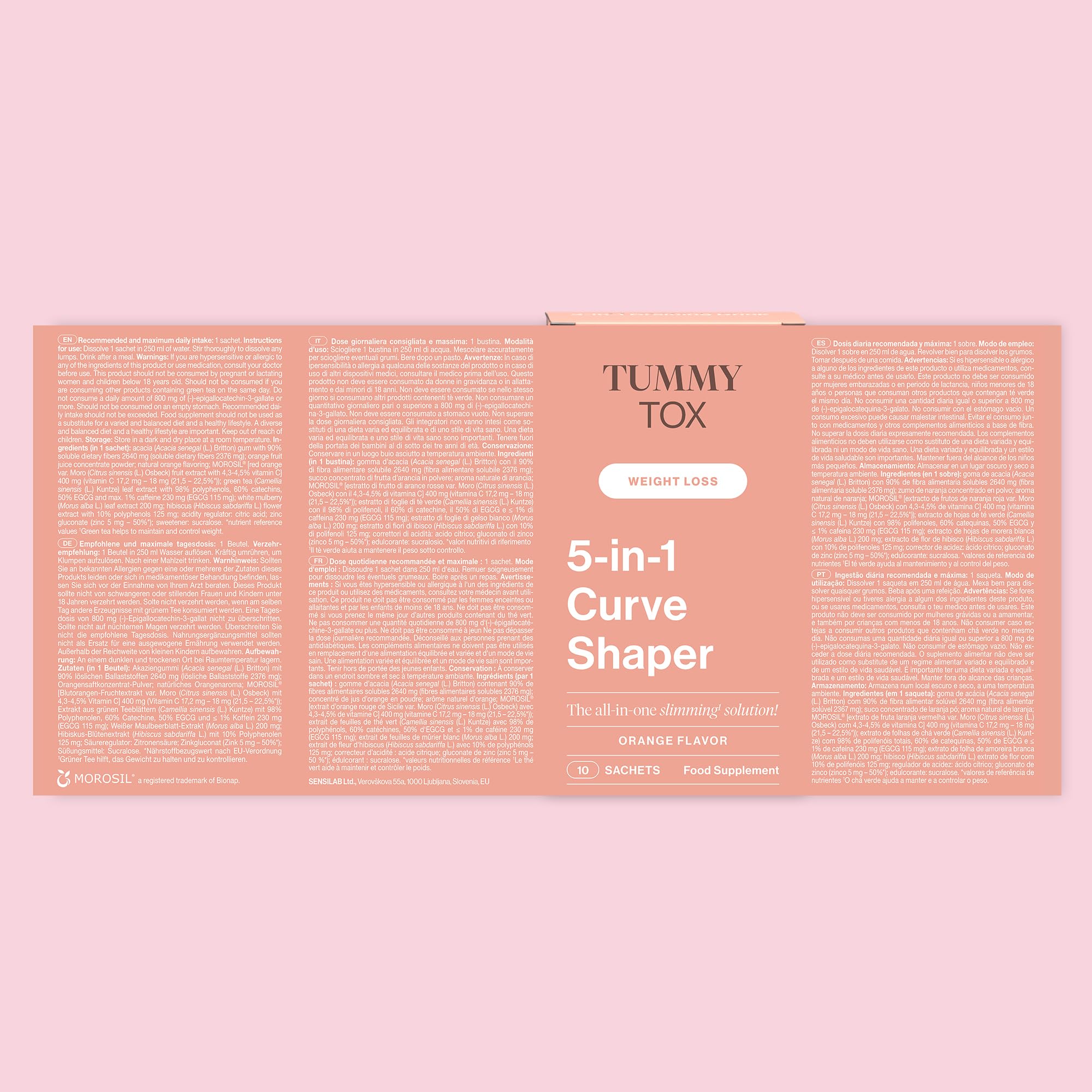Curve Shaper 5-in1 - con Morosil, Te Verde, Ibisco, Vitamin C - Fornitura per 30 giorni - con E-book Gratis - Tummy Tox