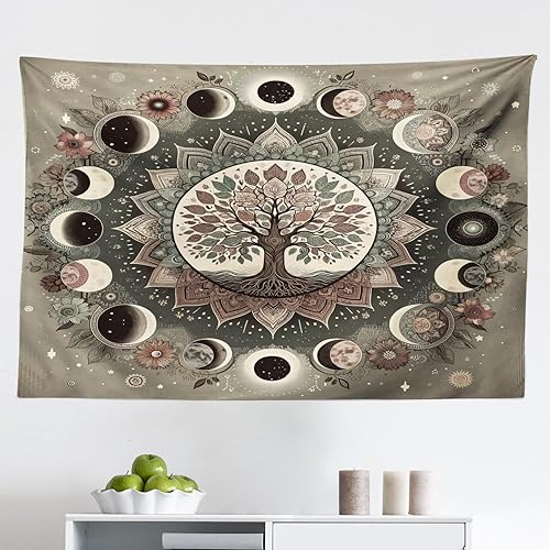 Miniatura 121 de Ambesonne Tapiz de fantasía, paisaje de fantasía con reloj, rayos de cielo de ensueño desde el techo, arte ficticio, colgante de pared ancho para