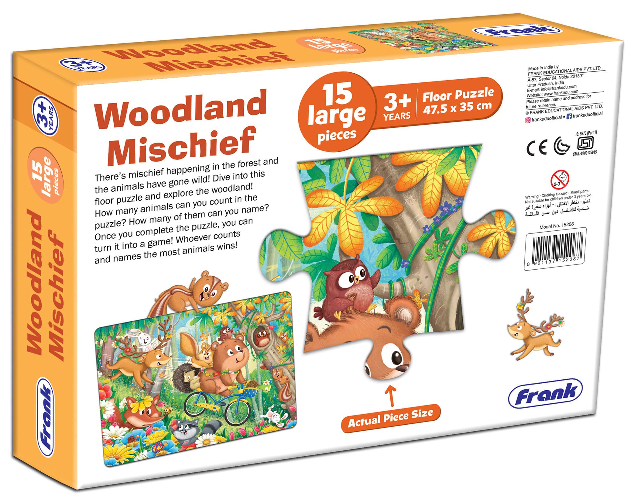 Frank Woodland Mischief Floor Jigsaw Puzzle for Kids | Puzzle Games & Educational Toys | Boosts Imagination, Coordination | Puzzles for Kids for Age 3, 4, 5, 6, 7 | Gifts for Girls & Boys- 15 Pcs 3