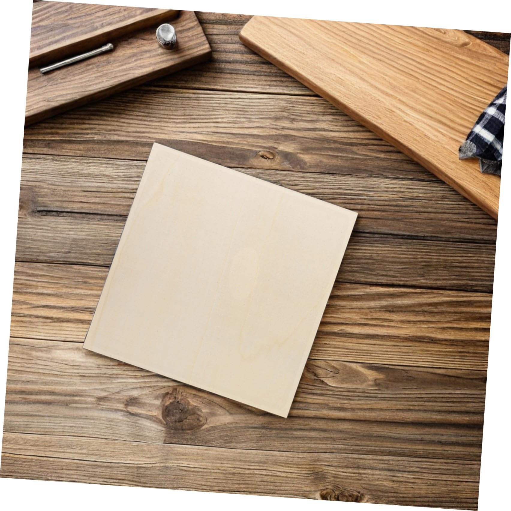 10 Stück Sperrholzplatte mit Natürlicher Holzmaserung Quadratische aus Buchenholz und Dekorativem Design für Selbstgemacht Bastelprojekte und Hobbyarbeiten
