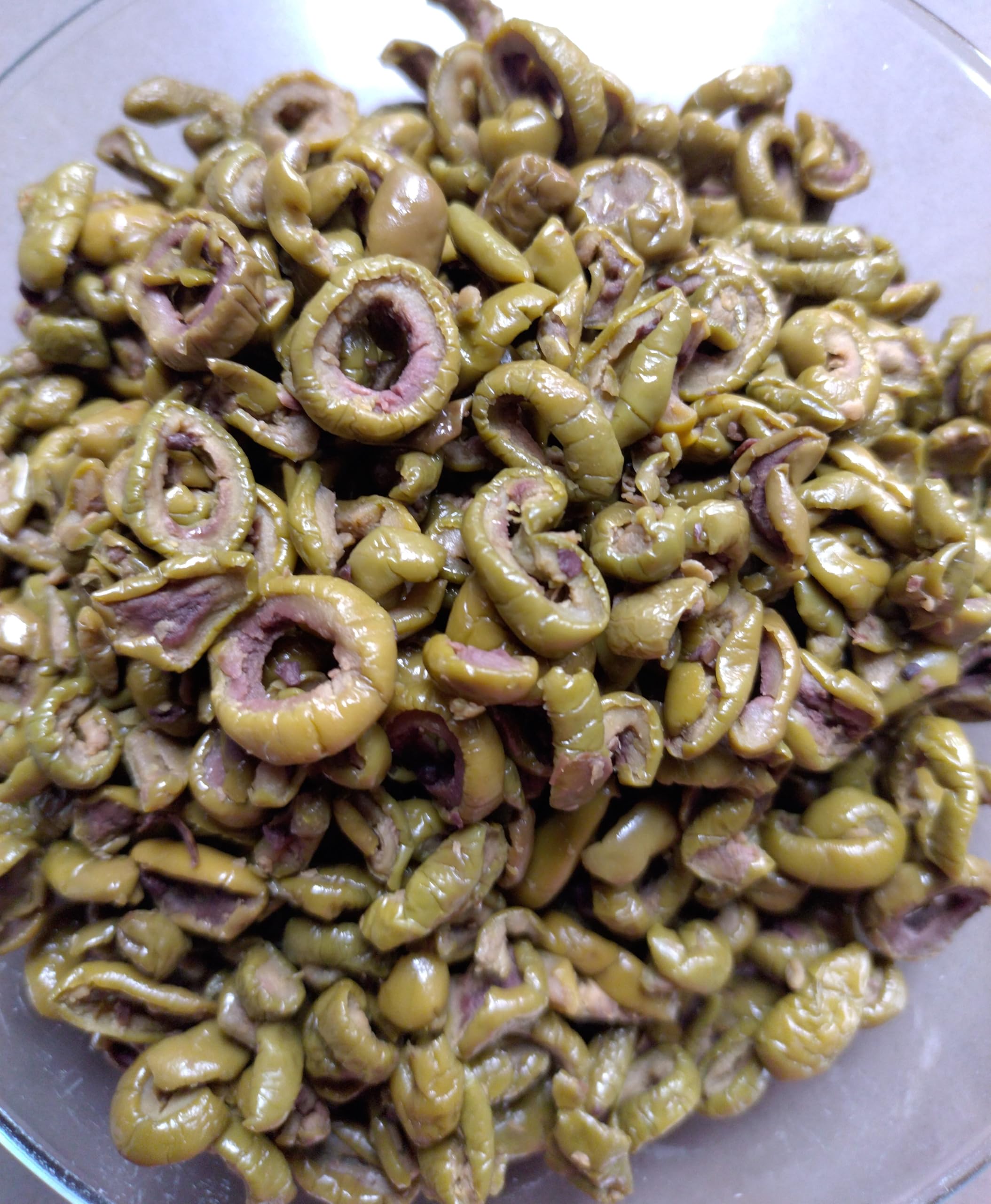 Olivenringe getrocknet von der grünen Hojiblanca Olive aus Spanien, Andalusien