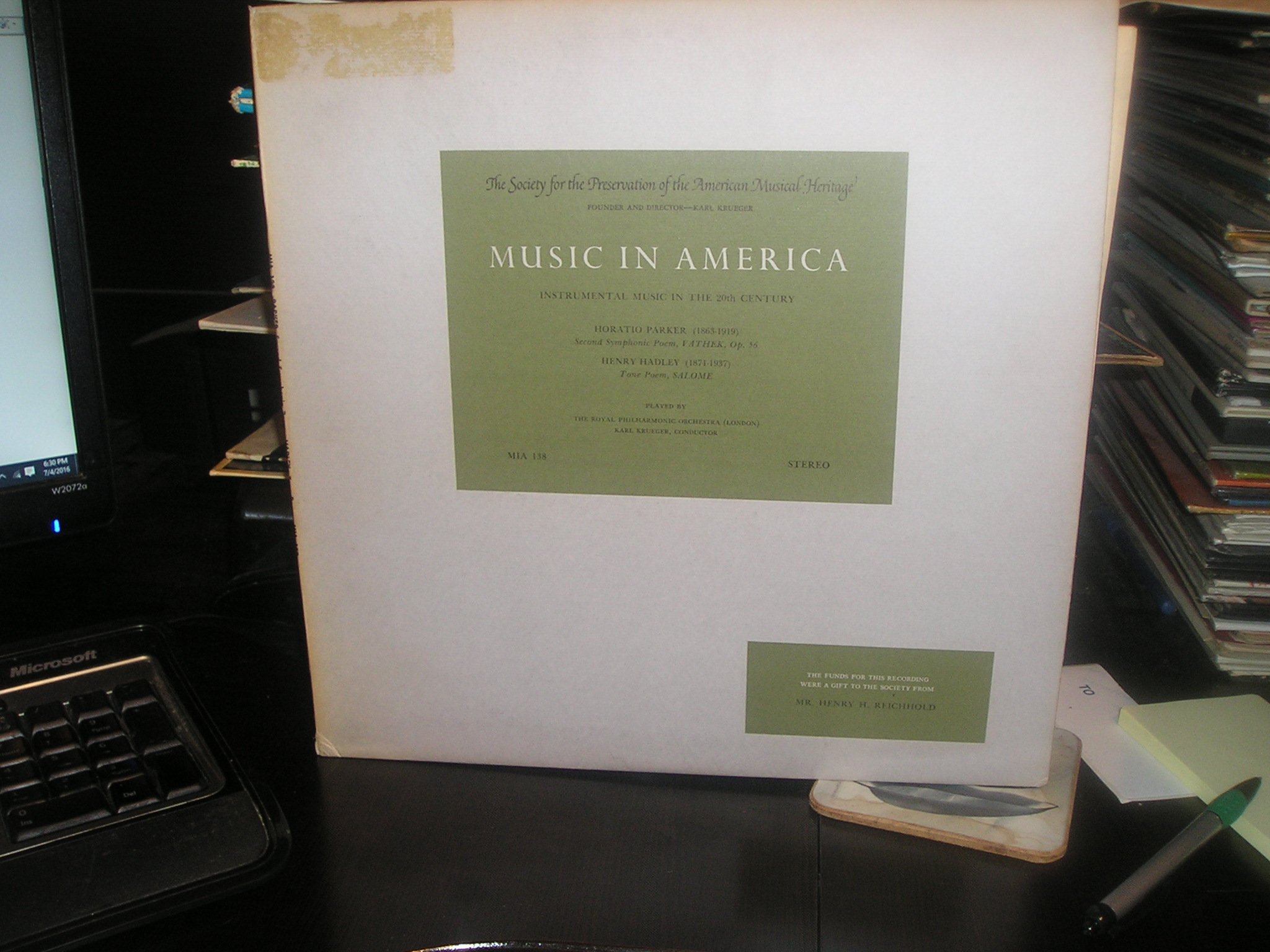 MUSIC IN AMERICA, INSTRUMENTAL MUSIC IN THE 20TH CENTURY, HORATIO PARKER, HENRY HADLEY, MIA 138 STEREO