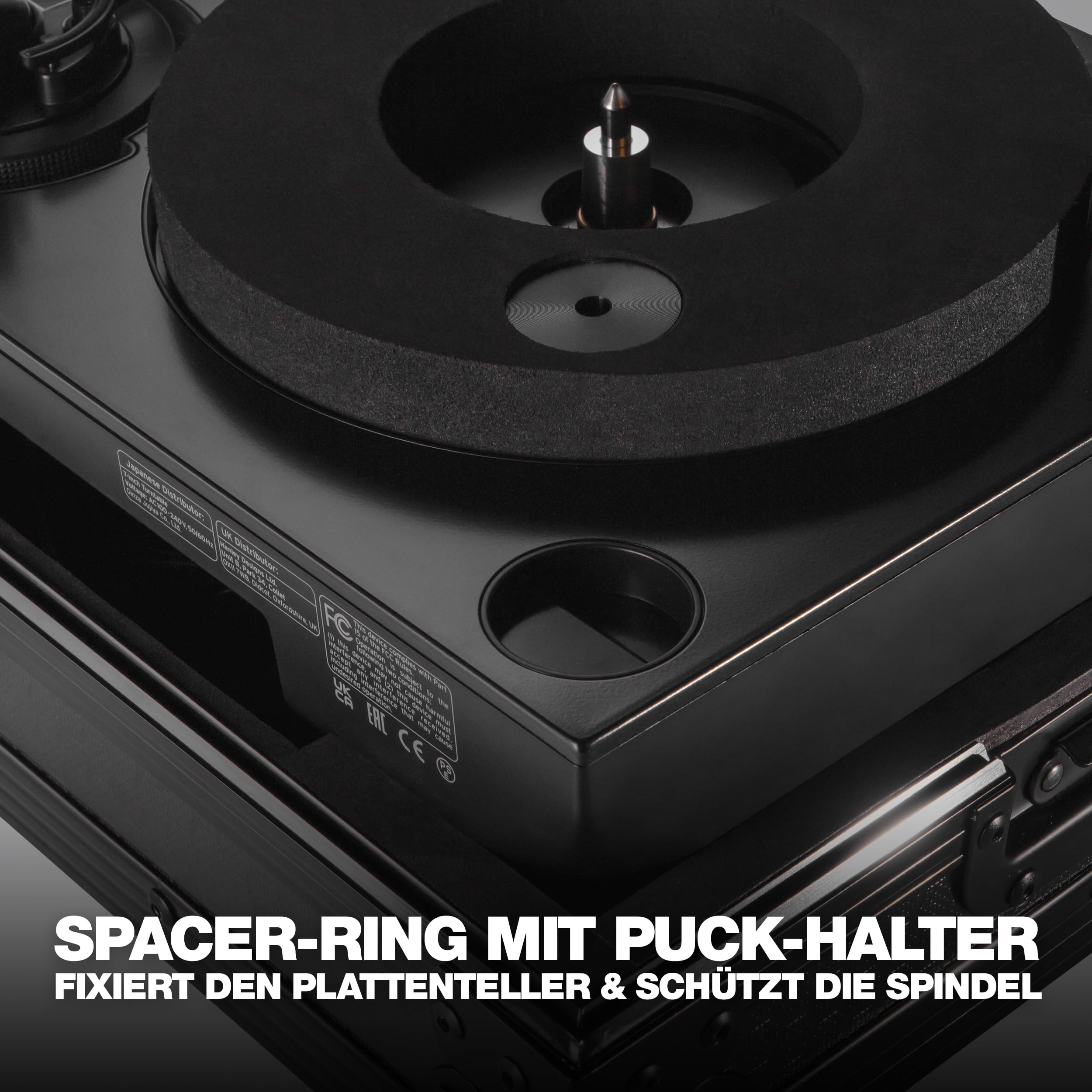 Reloop Premium RP-7 Turntable Case - Robuste Konstruktion mit kratzfester Hexa-Oberfläche in mattem Schwarz