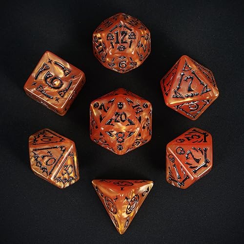 Miniatura 22 de Juego de dados DND de 7 dados poliédricos con una bolsa de dados de cuero, juego de dados D&D para juegos de mesa RPG (negro)