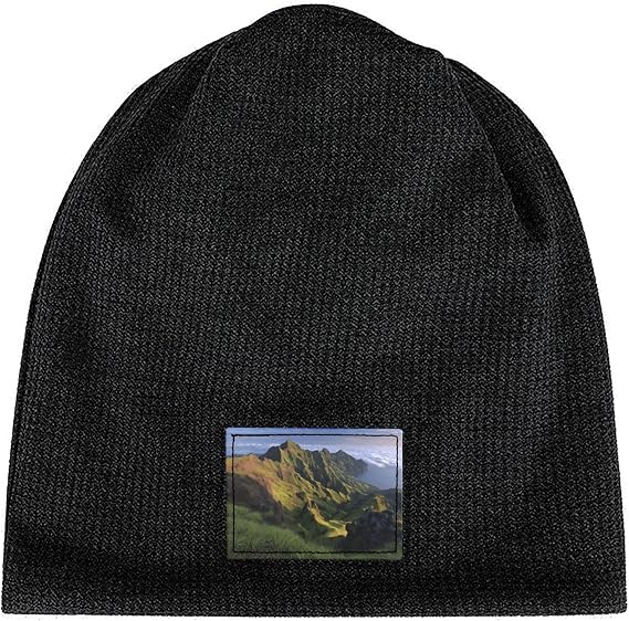 Black Waffle Knit Pullover Hat for Exquisite Highland Echo Pattern Beanie for Winter, Autumn Casual Wear