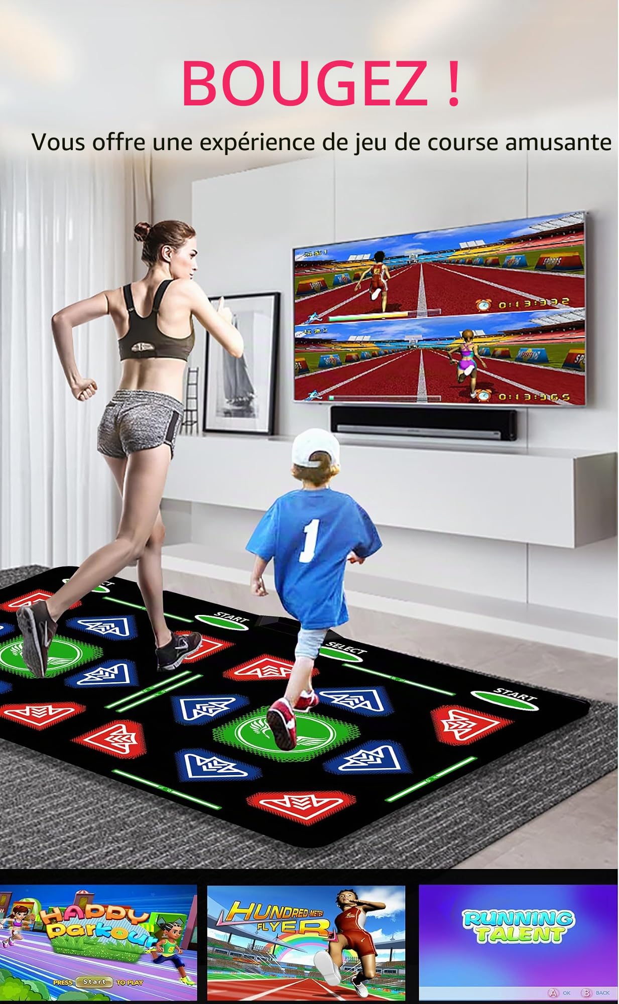 Tapis de danse HDMI, 64 Go, 1000 jeux, 81 vidéos MTV, 885 chansons. Combine la danse, le yoga, l'aérobic, la course, le sport et les jeux de réflexion pour enfants. Matériau en flanelle,
