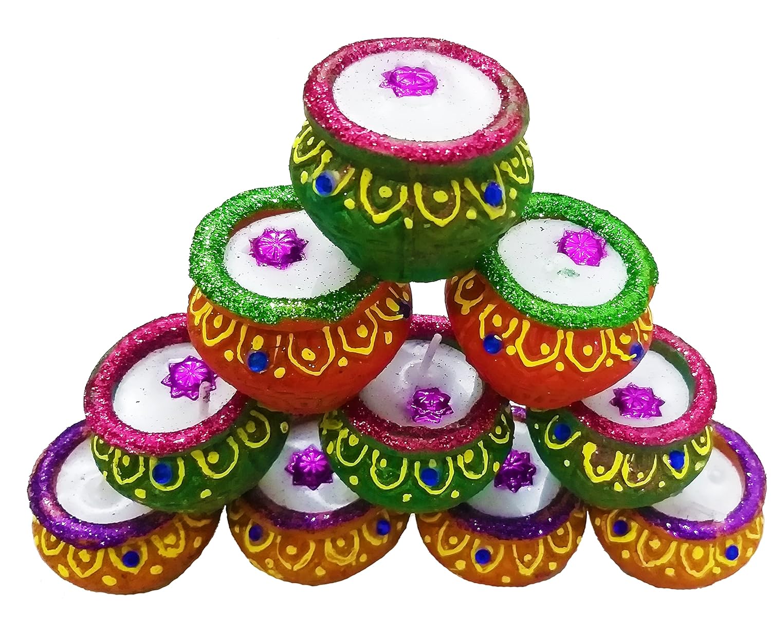 Buy Indian Art & Crafts Handmade Designer Diya Matki/Matka/Handi Candle Wax Clay Diya for Diwali