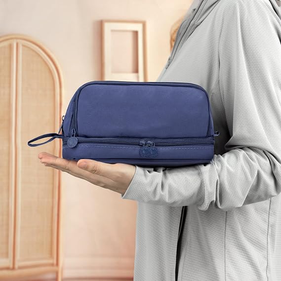 large capacity pencil case with compartments navy blue pencil pouch school supplies for boys big pencils case for teen boys extra large special pen bag pencil bags with zipper pen cases for adults