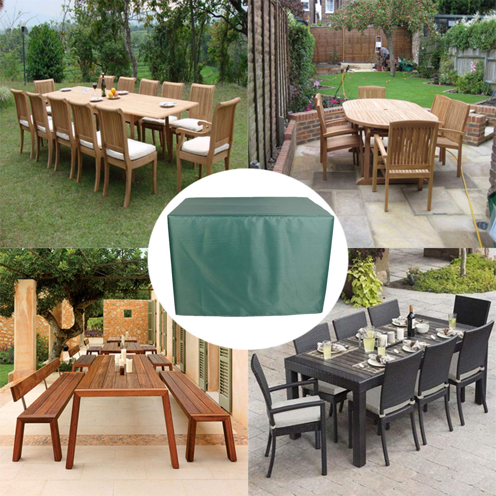Du rattanowy pokrowiec na kostkę, 210 x 120 x 71 cm, wodoodporny, futrzany pokrowiec na patio, wiatroszczelny, tkanina 420D, odporna na promieniowanie UV, pokrowiec ochronny na stół ogrodowy