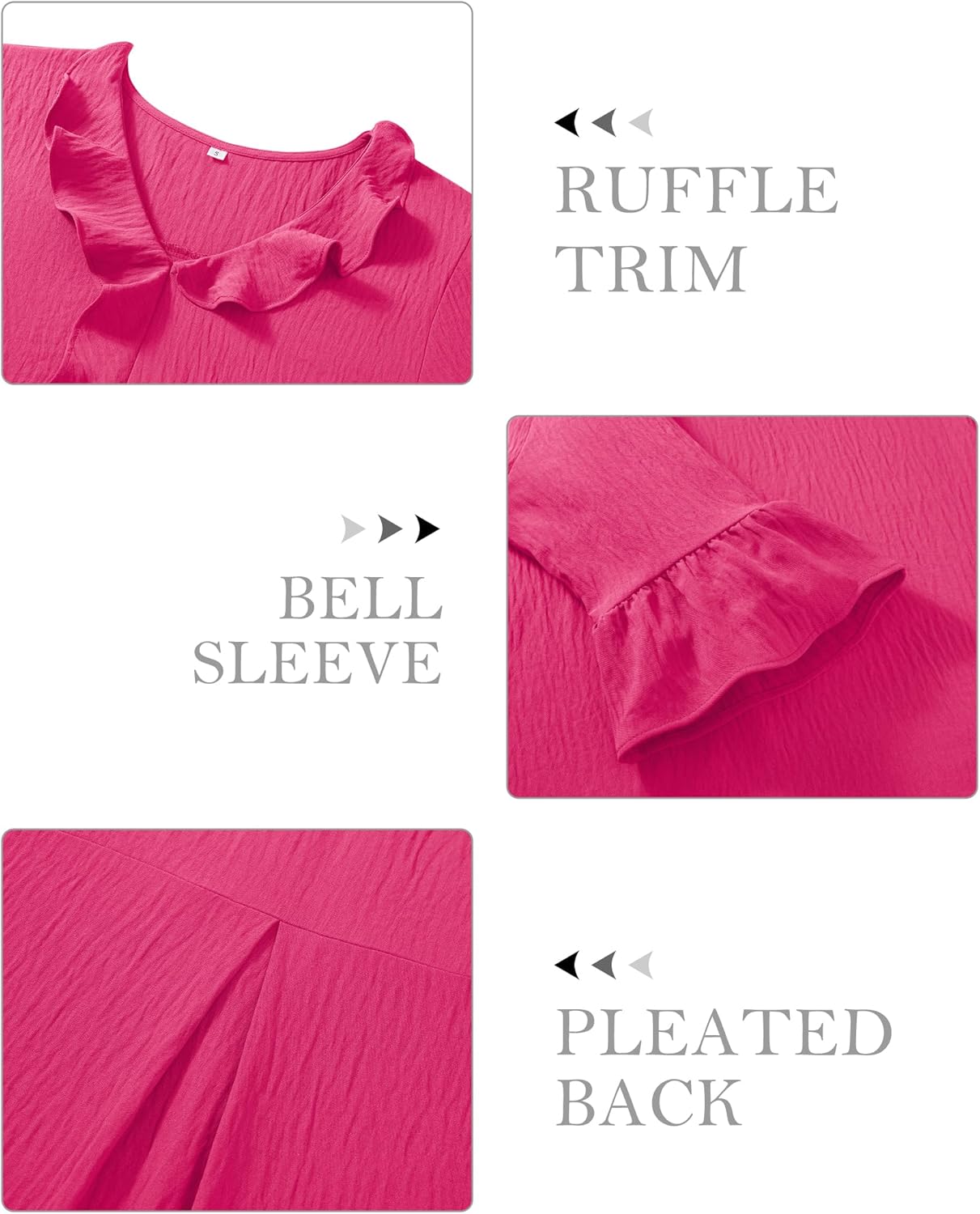 siliteelon Womens Blouses Dressy Casual 3/4 Sleeve Ruffle Bell Top Ladies Business Formal Work Shirt Spring Trendy 2026 - Image 5