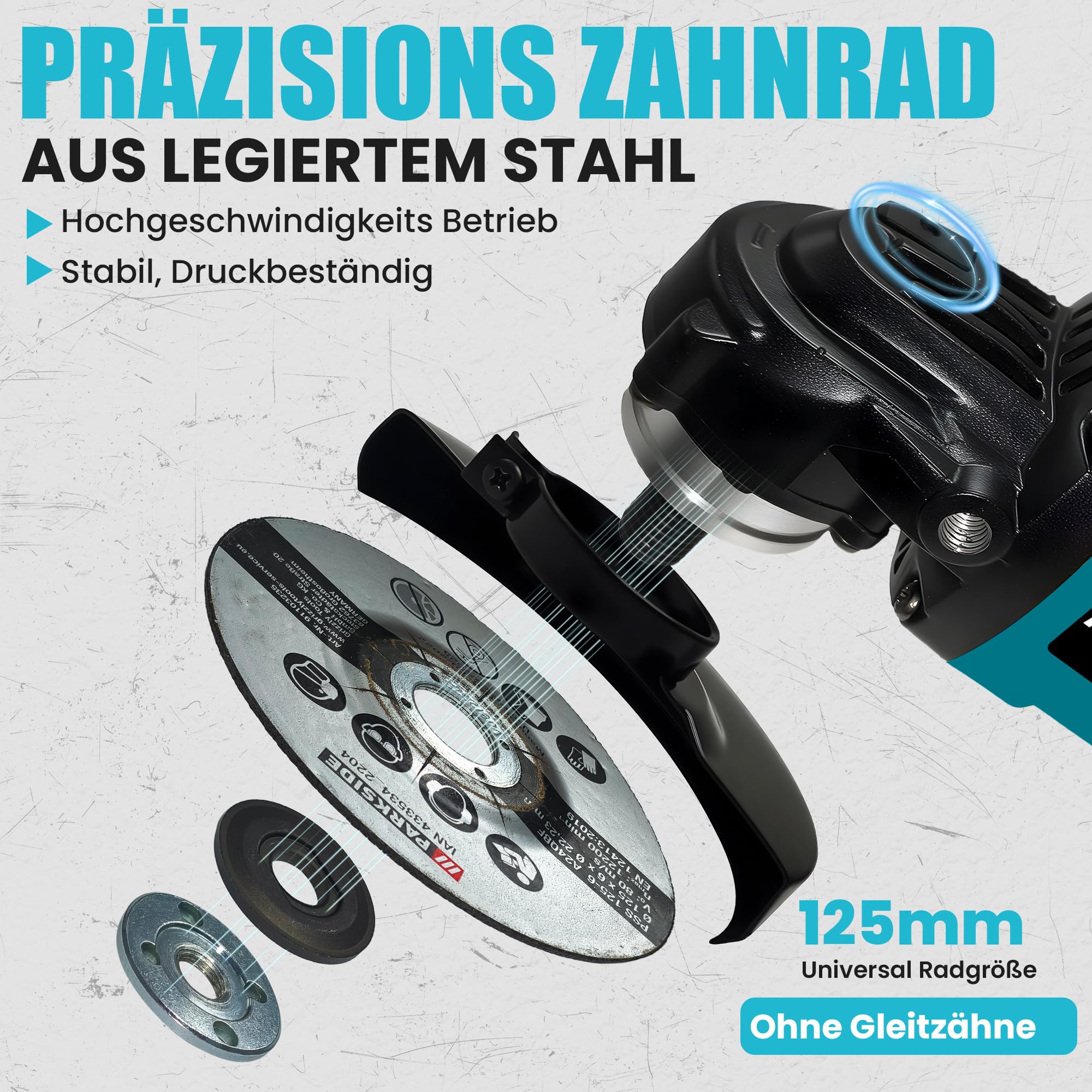 Akku Winkelschleifer für Makita 18V, 125 mm Akku Flex 8500U/min, 3 Geschwindigkeiten, Akku-Schleifer mit Rutschfester Griff zum Schleifen, Schneiden und Polieren (Ohne Akku)