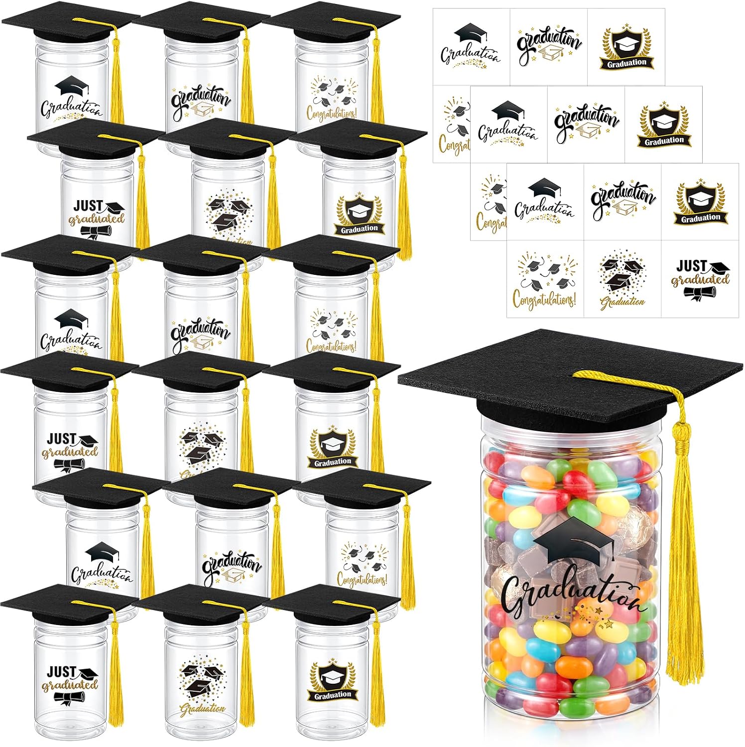  18 Set Graduation Candy Jar Bulk Class of 2026 Graduation Party Favors Grad Gift 6.8oz Candy Containers Boxes with Cap Sticker for Guests School Party(Purple,Elegant Style) thumbnail
