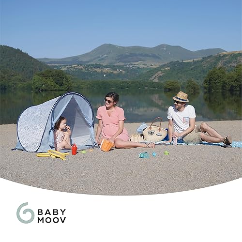 Miniatura 8 de Babymoov Carpa de Playa Anti-UV para Bebés y Niños Pequeños UPF 50+ Protección Solar con Sistema Pop Up para Fácil Uso y Transporte, Ondas Azules