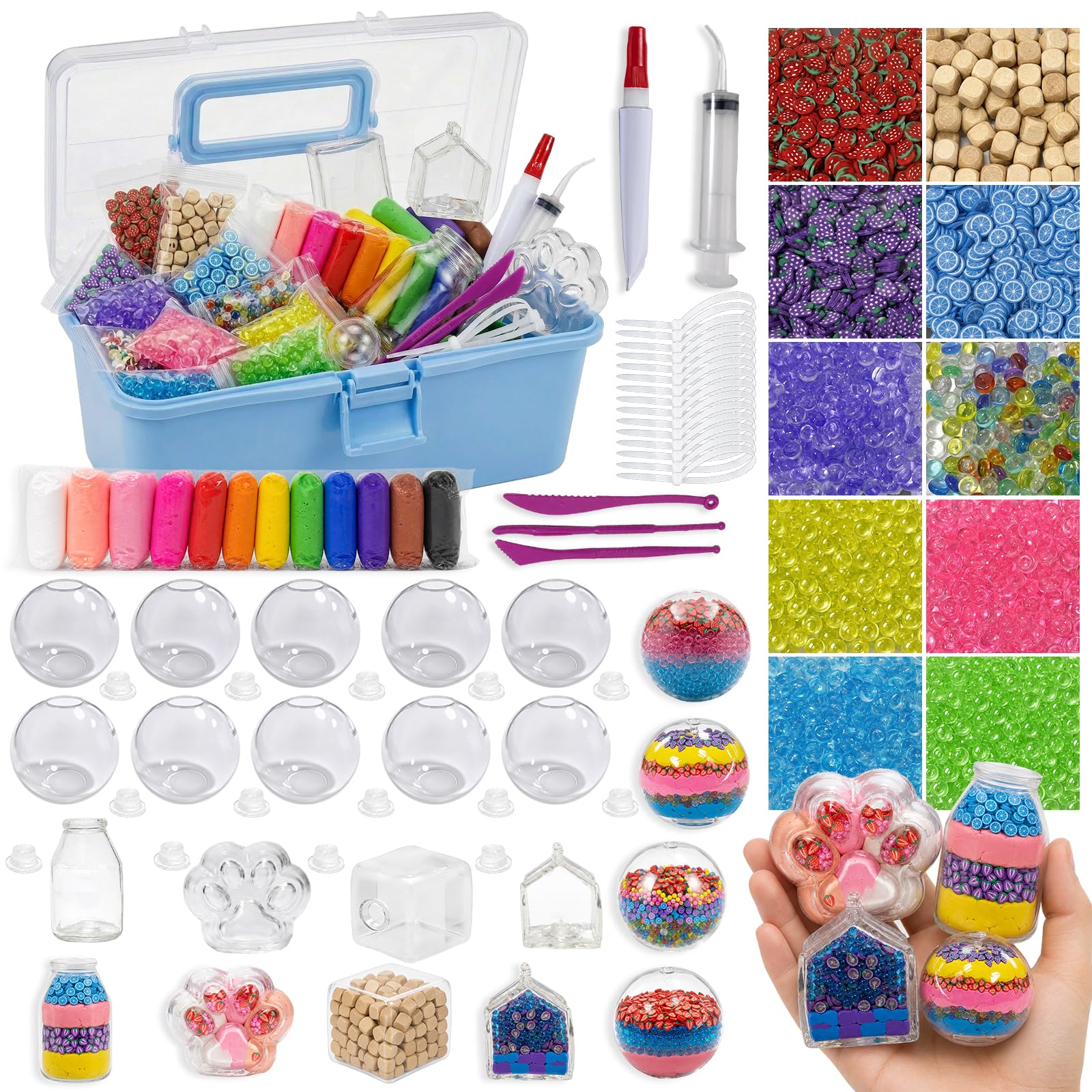 DIY Squishy Making Kit -14 TPR Skins,Squishies fillers Kit with Storage Box