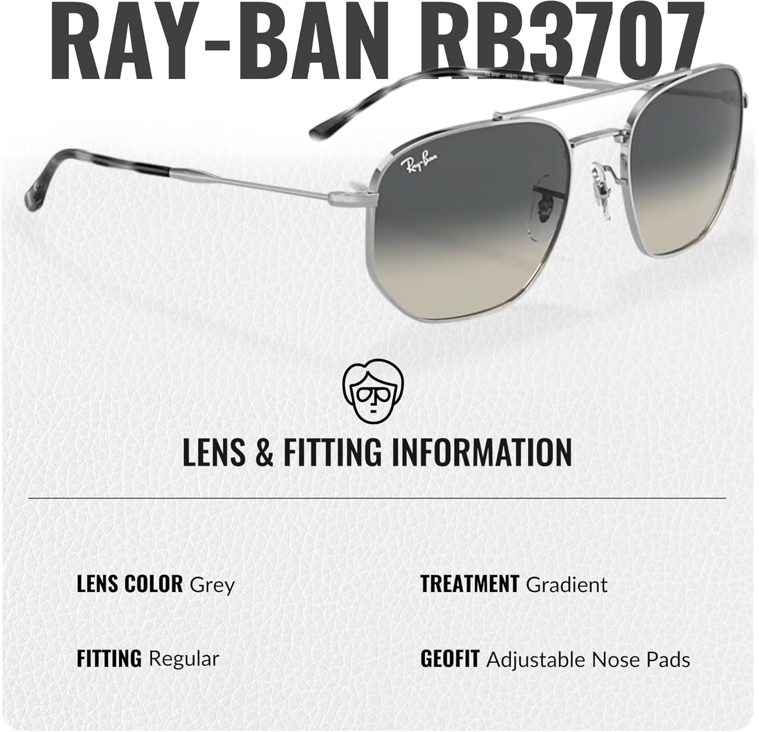 Ray-Ban RB3707 Square-Round Shaped Sunglasses for Men & Women with Official RAYBAN Eyewear Kit