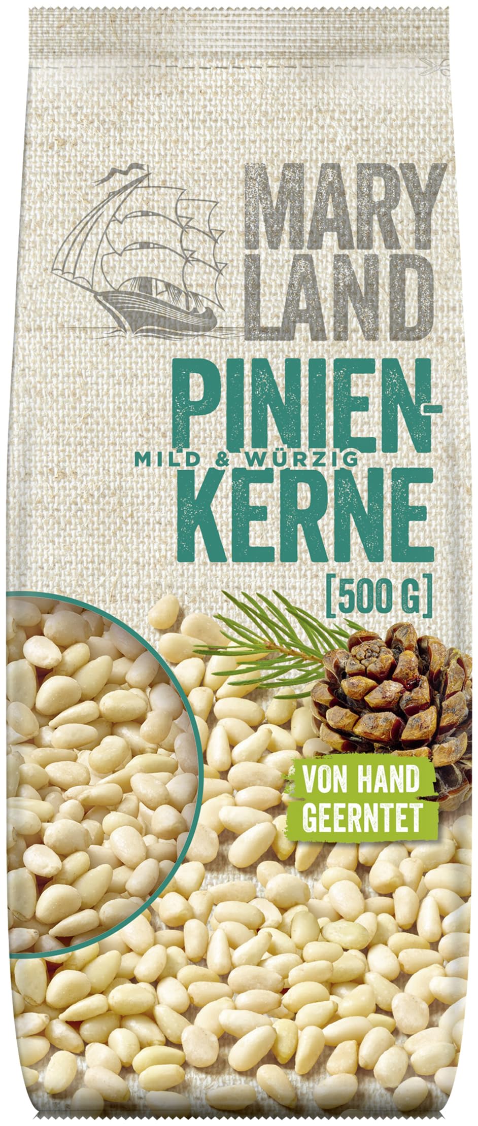 Maryland Pinienkerne 500g Beutel 5er Pack – Pinienkerne naturbelassen, vegan, frei von künstlichen Aromen, ohne Zusatzstoffe – Im Großformat genießen (5 x 500g)