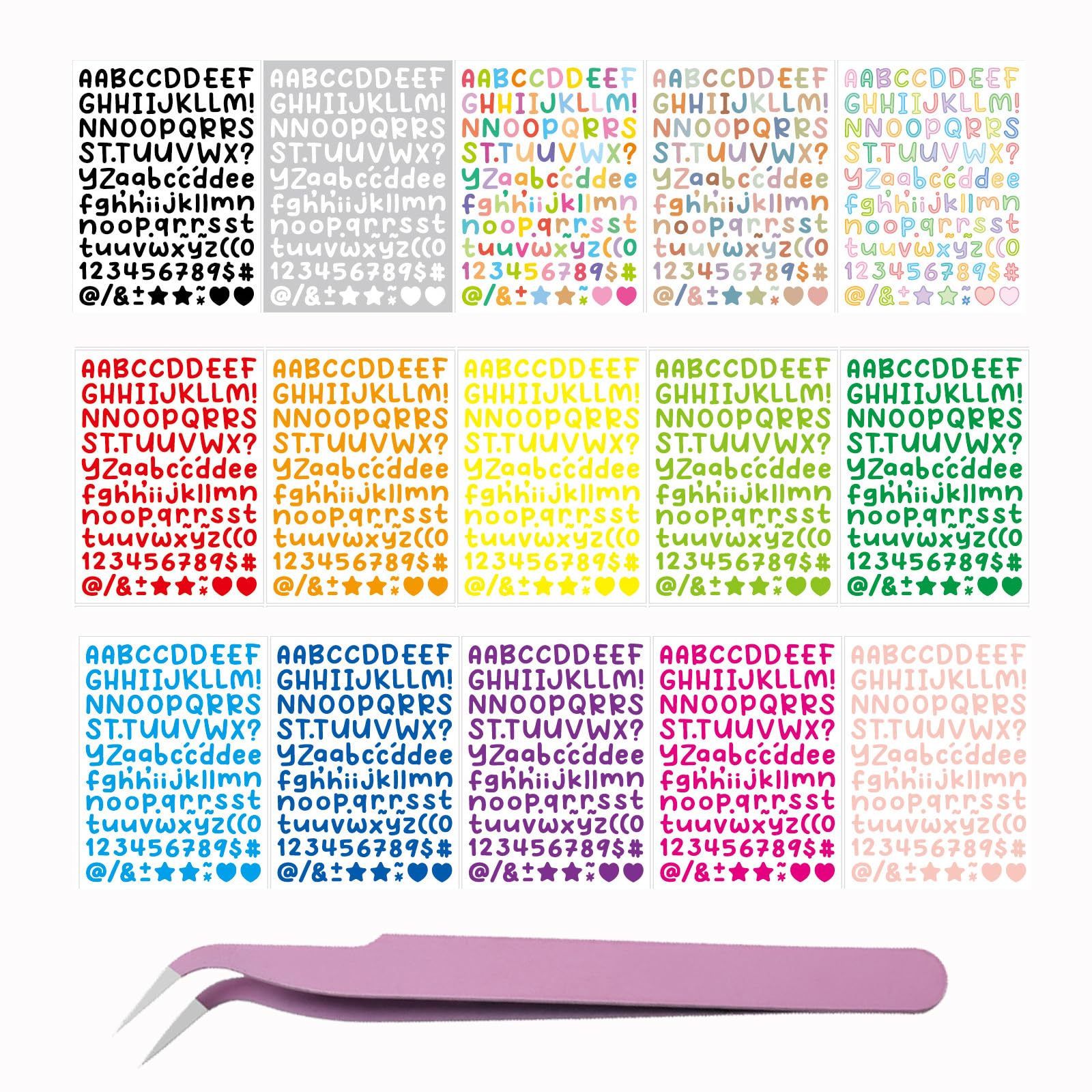 Letter Stickers 0.5 Inch Small Letter Number Stickers 2800 Pcs Multicolour Alphabet Sticker for Crafts, Scrapbooking, Journals, DIY and Labels, 25 Sheets