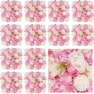 3D Flower Wall Backdrop - 12Pcs Artificial Flower Wall Panel 15 * 15inch...