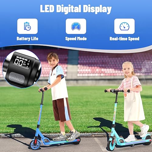 Miniatura 6 de Caroma Electric Scooter for Kids Ages 6-14, 250W180W150W Motor & 15 Mph, 85 Mins Ride Time, Adjustable Height & Speed, LED Display, Kids Electric