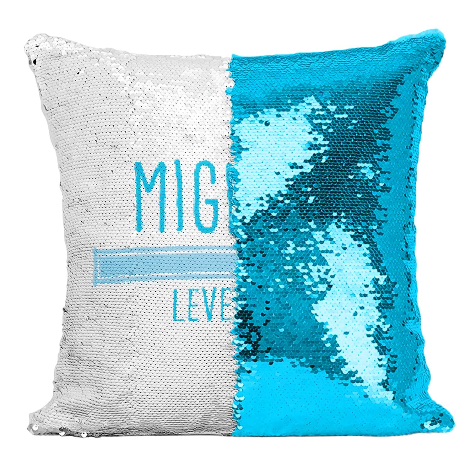Coussin sequin turquoise housse paillettes mignon pour décoration bébé