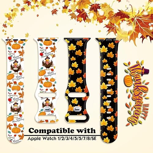 Miniatura 2 de Paquete de 4 correas de Navidad y Halloween para Apple Watch de 1.496 in 1.575 in 1.614 in 1.654 in 1.732 in 1.772 in 1.929 in, correa de silicona